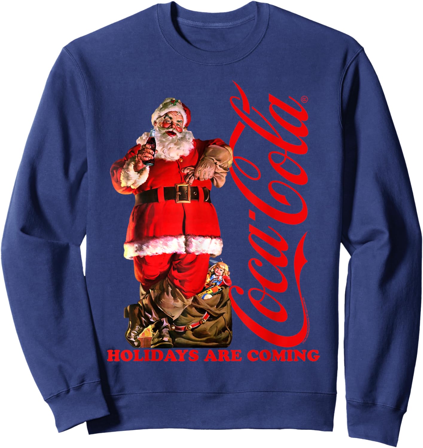 Coca Cola Christmas Holidays Are Coming Santa Lean Sweatshirt - Sweatshirt | Navy