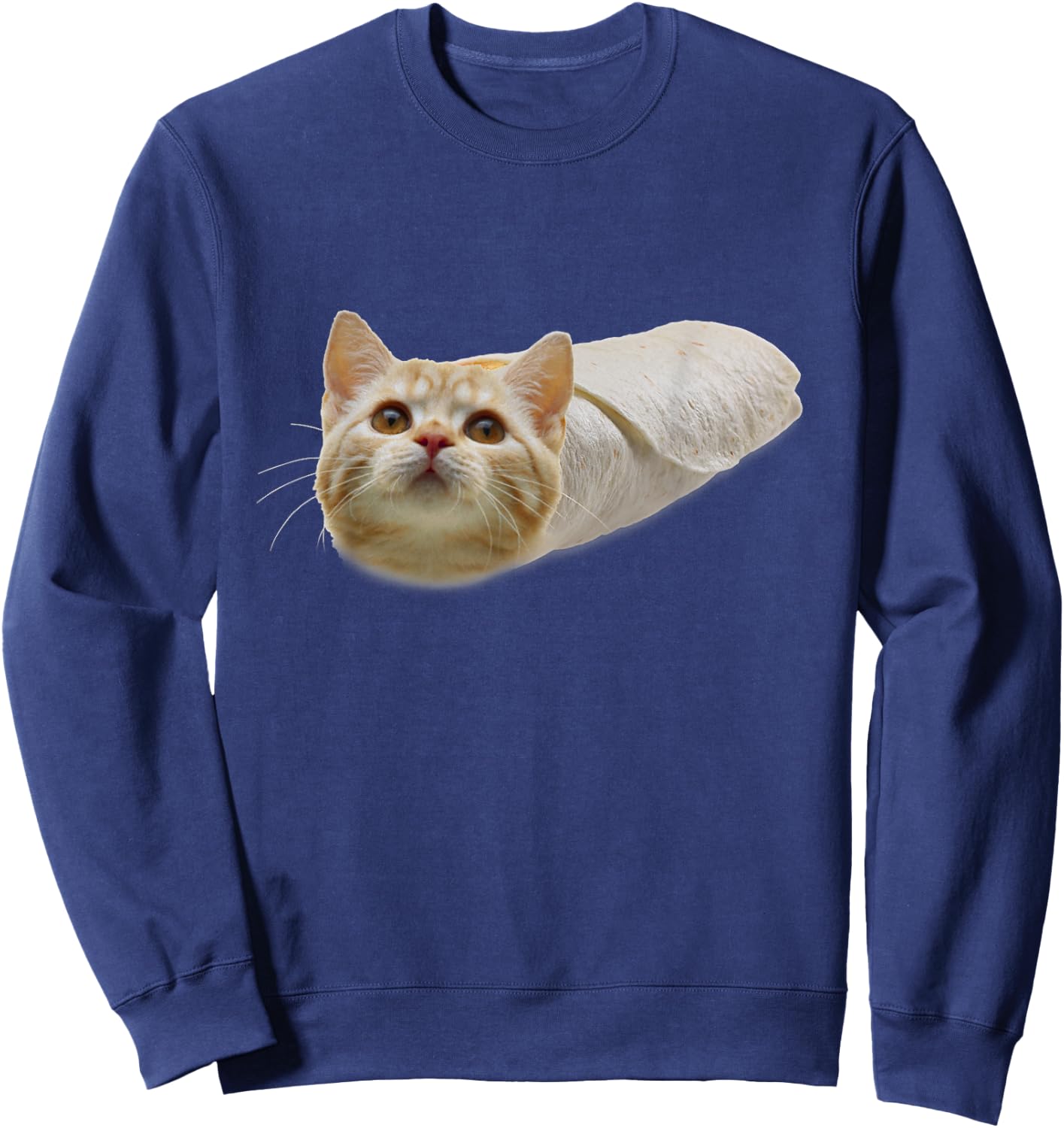 Purrito Kitty Cat in a Burrito Graphic Funny Sweatshirt - Sweatshirt | Navy