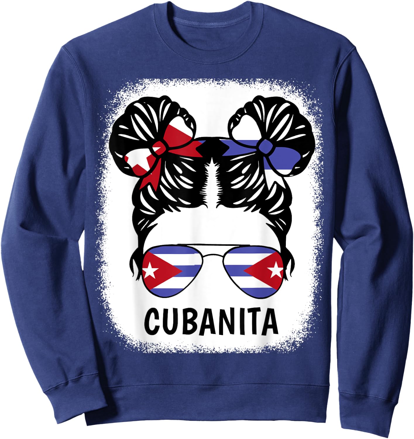 Cuban Girl Cubanita Cuba Flag Kids Women Hispanic Heritage Sweatshirt - Sweatshirt | Navy