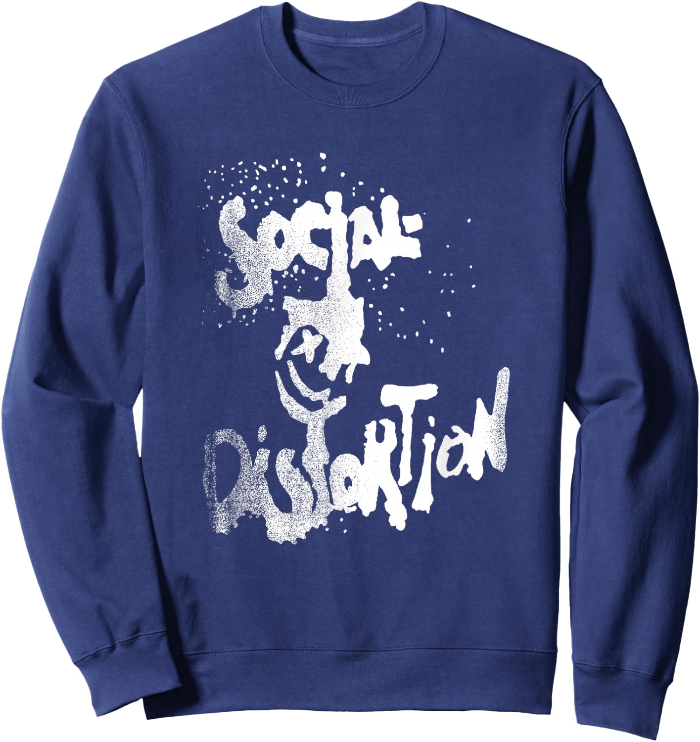 Official Social Distortion White Splatter Smiley Sweatshirt - Sweatshirt | Navy