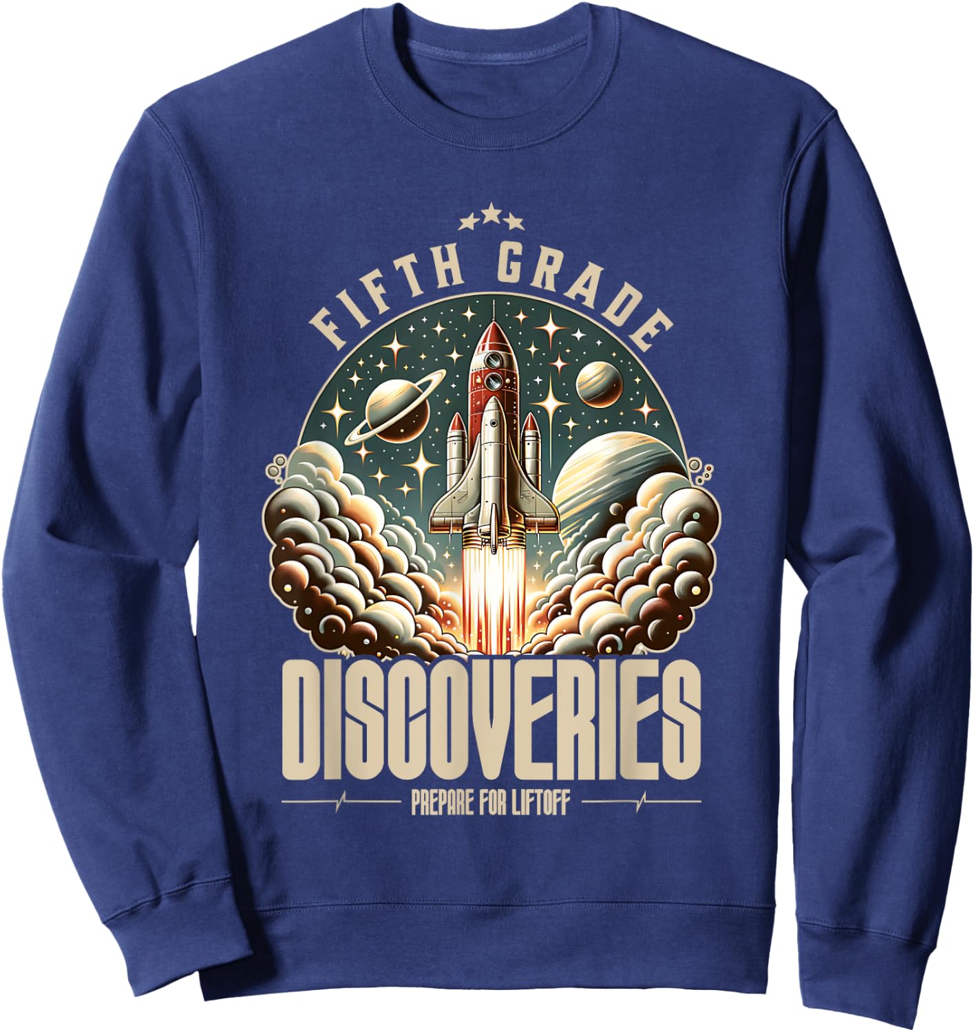 Fifth Grade Back To School Space Rocket Astronaut Sweatshirt - Sweatshirt | Navy