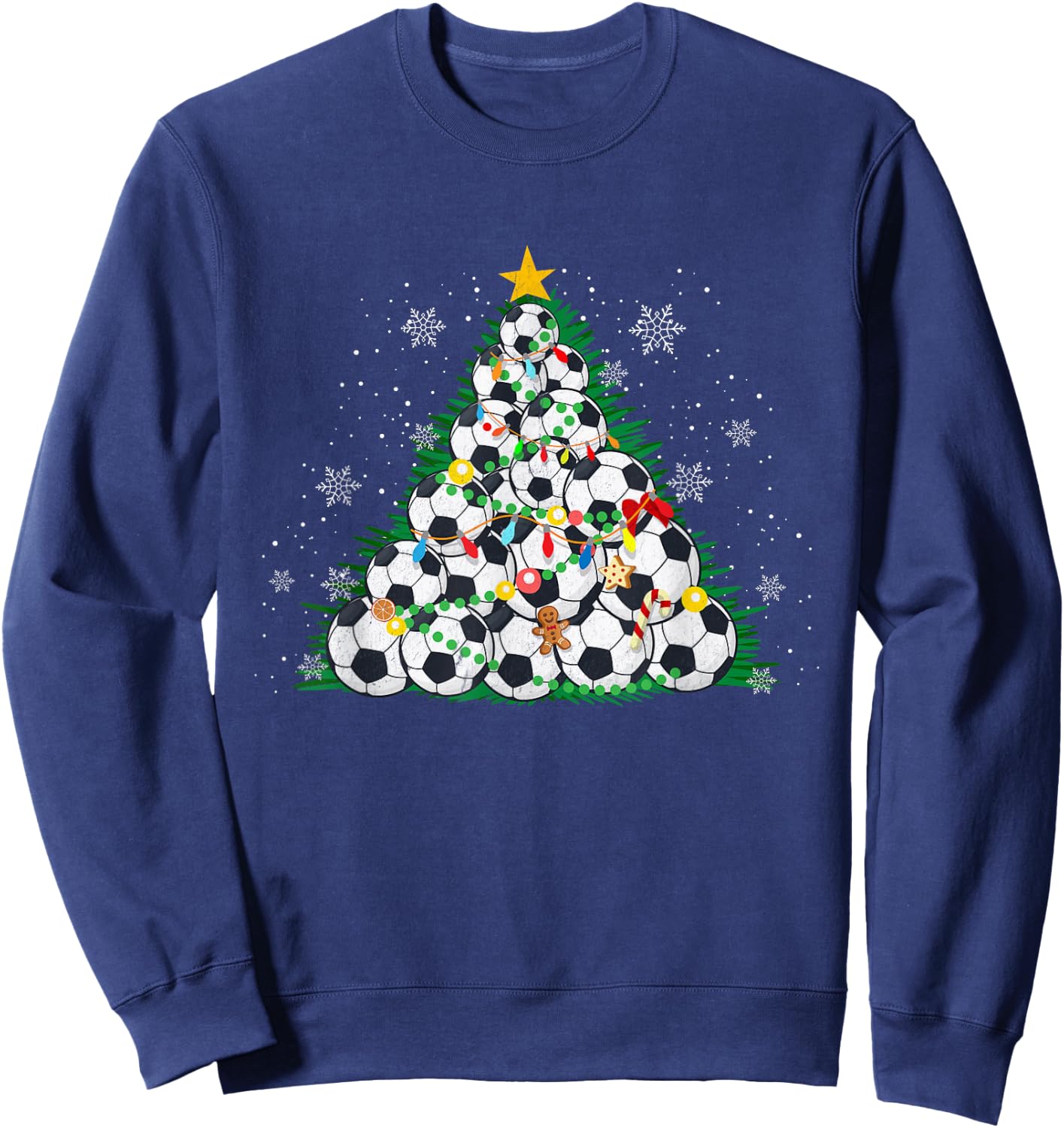 Funny Soccer Christmas Tree Lights Sport Fan Kids Boys Men Sweatshirt - Sweatshirt | Navy