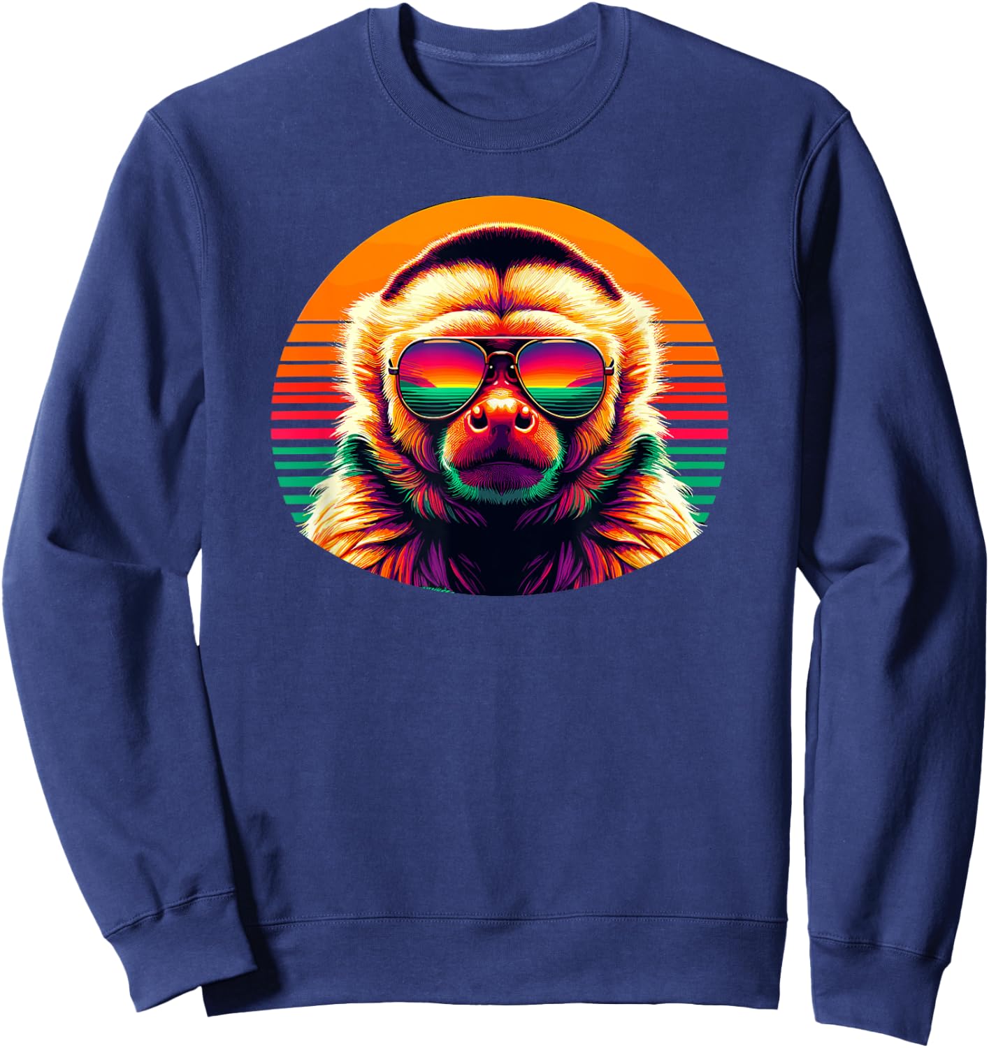 Retro Sunset Sunglasses Capuchin Monkey Sweatshirt - Sweatshirt | Navy