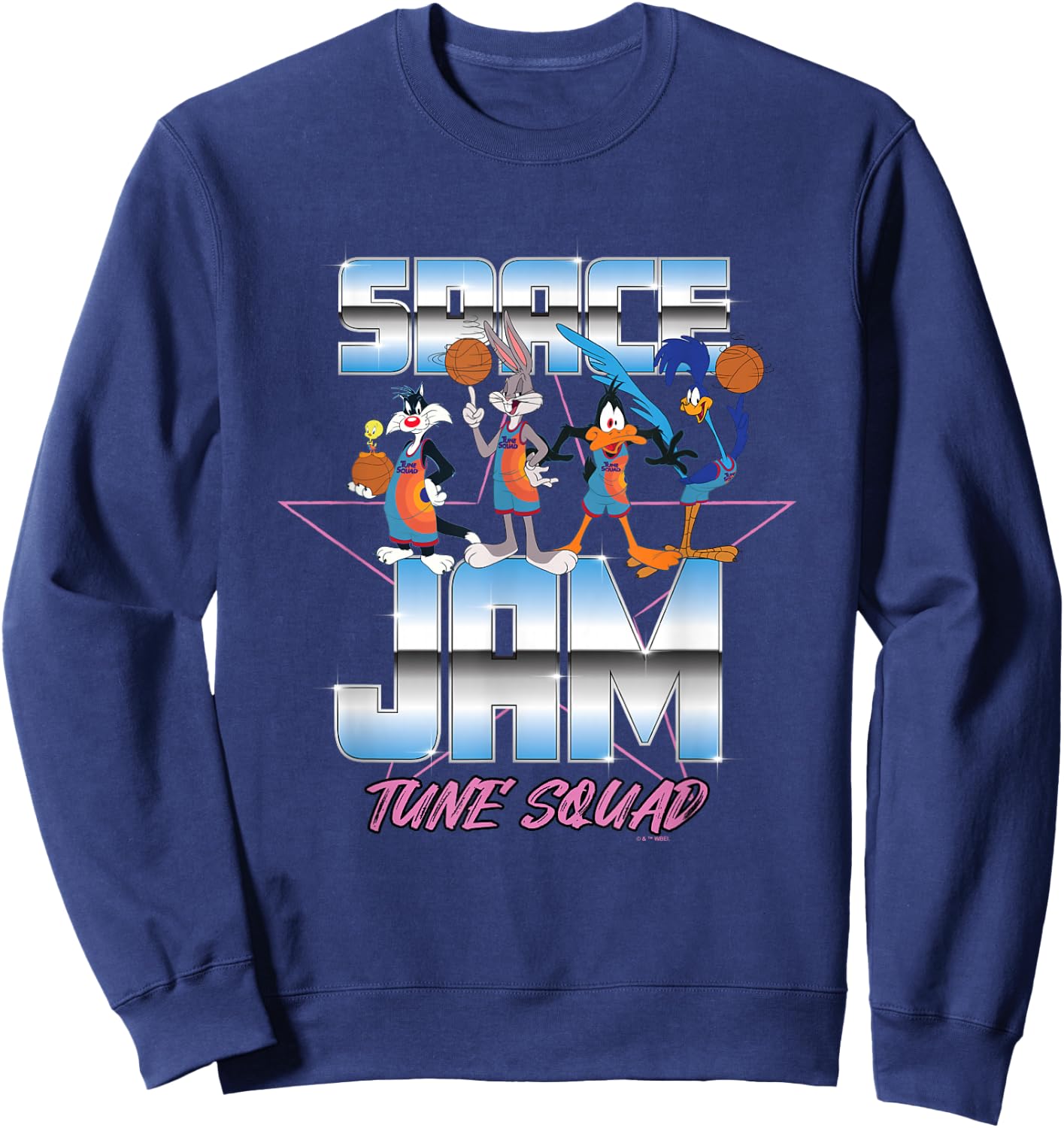 Space Jam 2 Iconic Tune Squad Star Chrome Team Chest Poster Sweatshirt - Sweatshirt | Navy