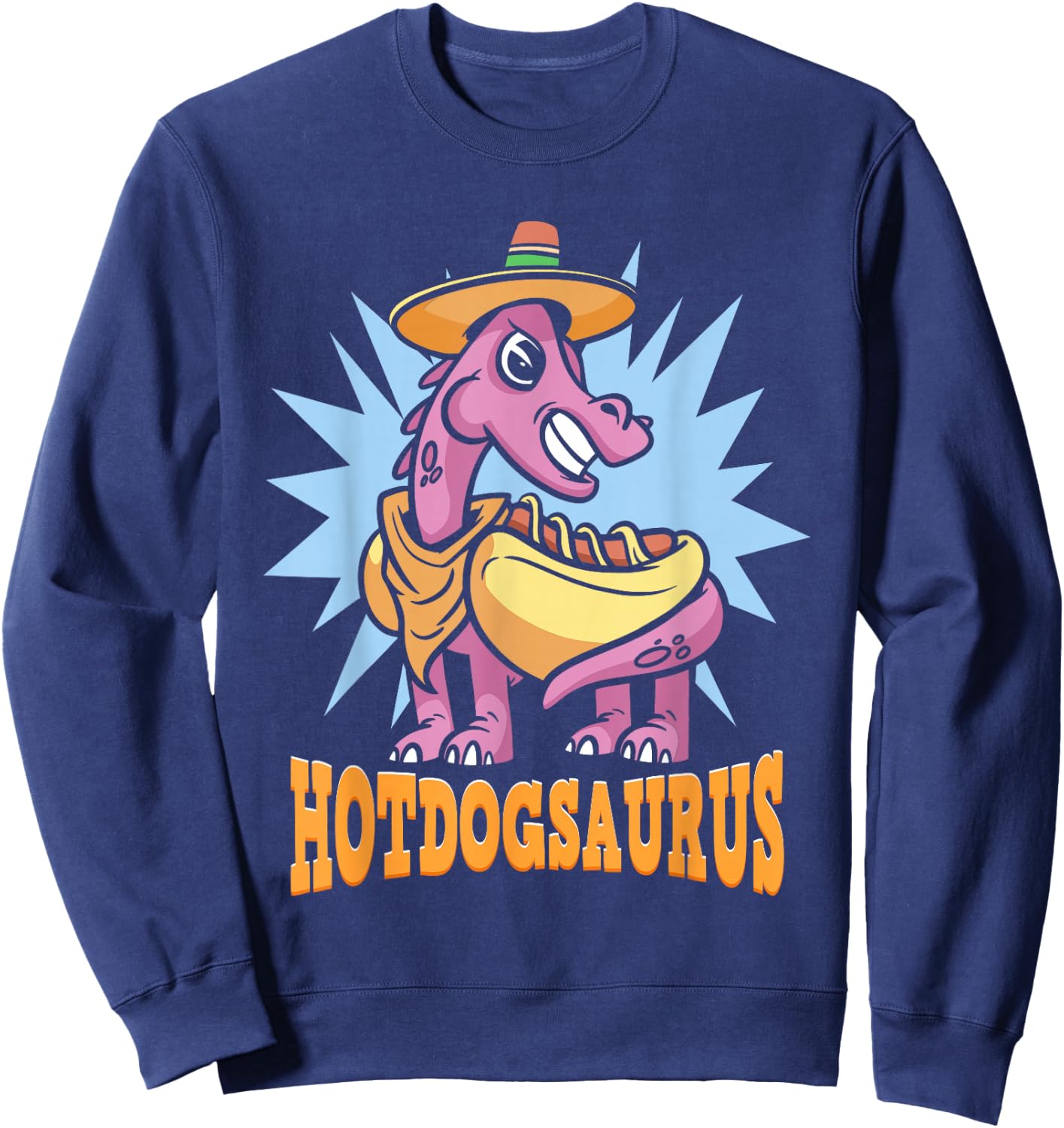 Funny Dinosaur Hot Dog | Hotdogsaurus Sweatshirt - Sweatshirt | Navy