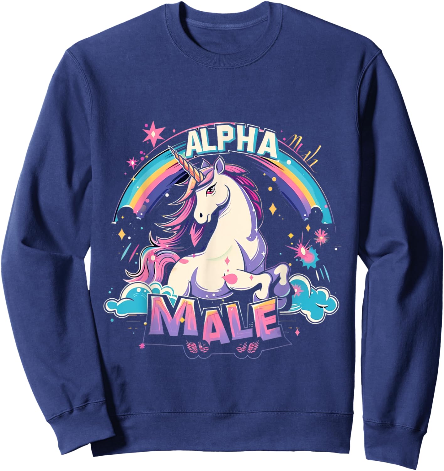 Alpha Male Unicorn Shirt - Alpha Male Unicorn Sweatshirt - Sweatshirt | Navy