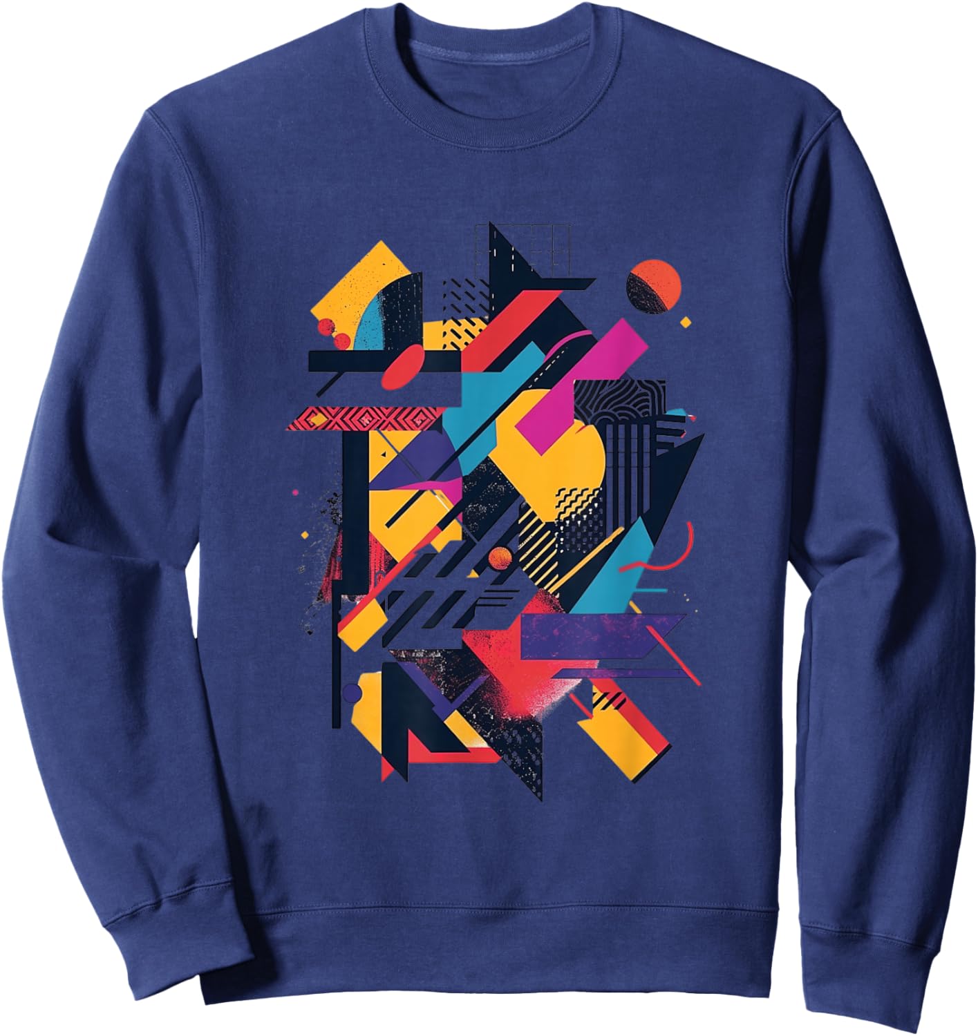 Modern Abstract Geometric Print Sweatshirt - Sweatshirt | Navy