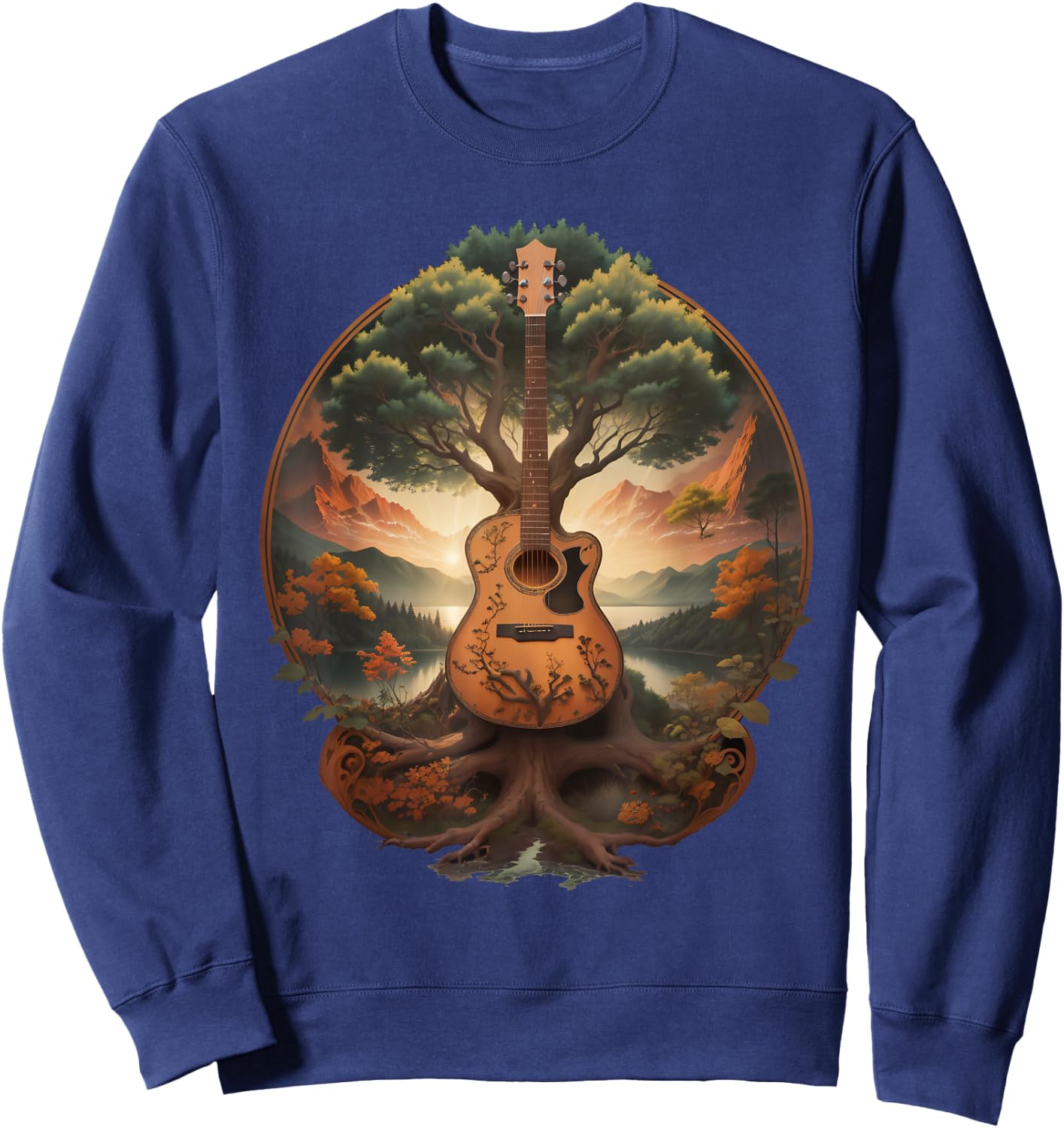 Tree of Life Acoustic Guitar by The Lake Sweatshirt - Sweatshirt | Navy