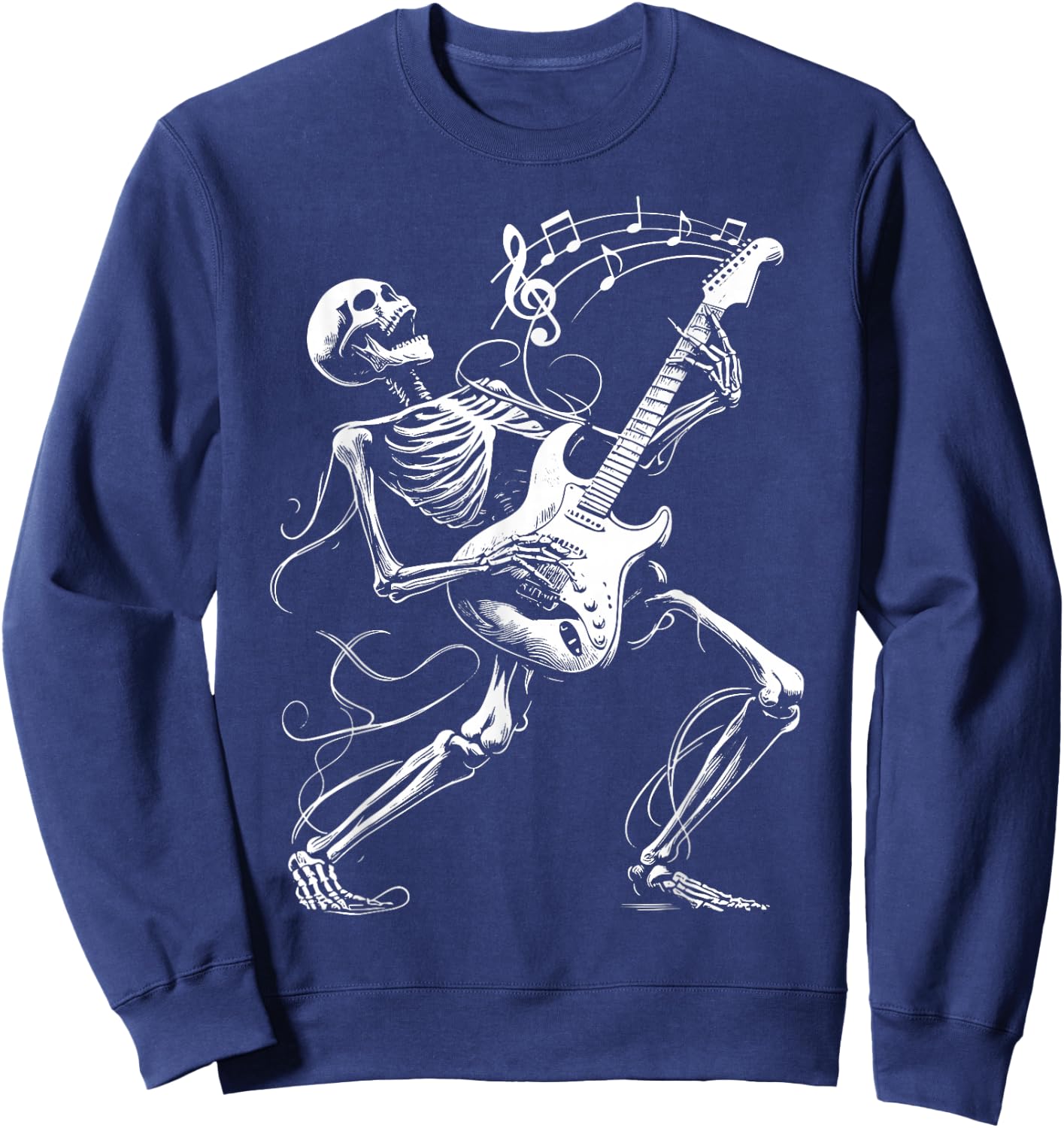 Skeleton Playing Guitar Music Gifts Women Rock Band Sweatshirt - Sweatshirt | Navy