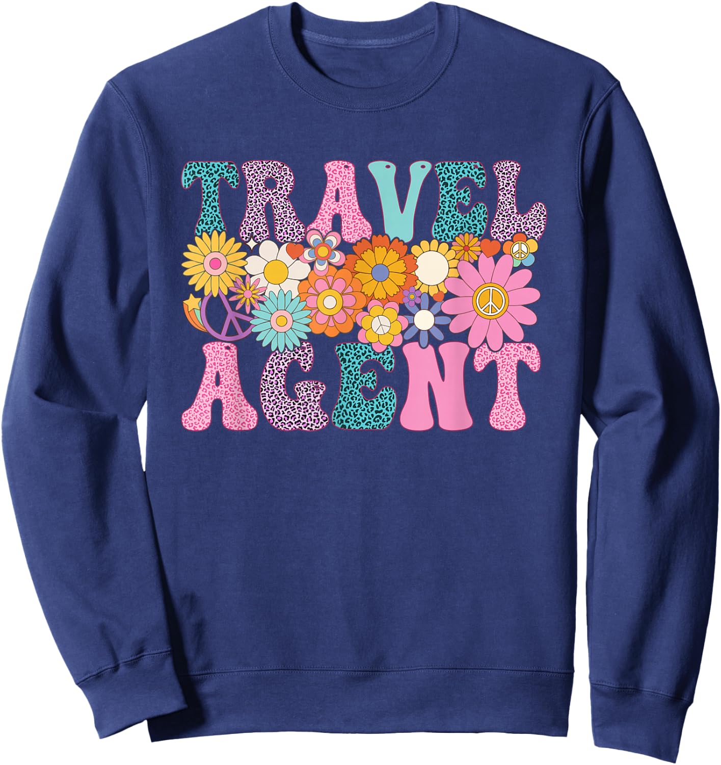 Travel Agent Week Groovy Leopard Appreciation Day Sweatshirt - Sweatshirt | Navy