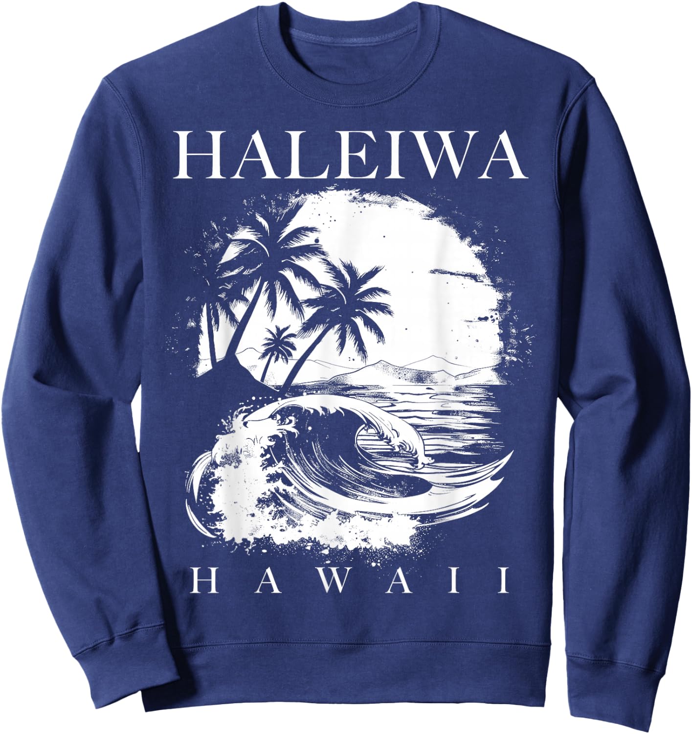 Haleiwa Hawaii Aloha Hawaiian Surfer Vintage Style Sweatshirt - Sweatshirt | Navy
