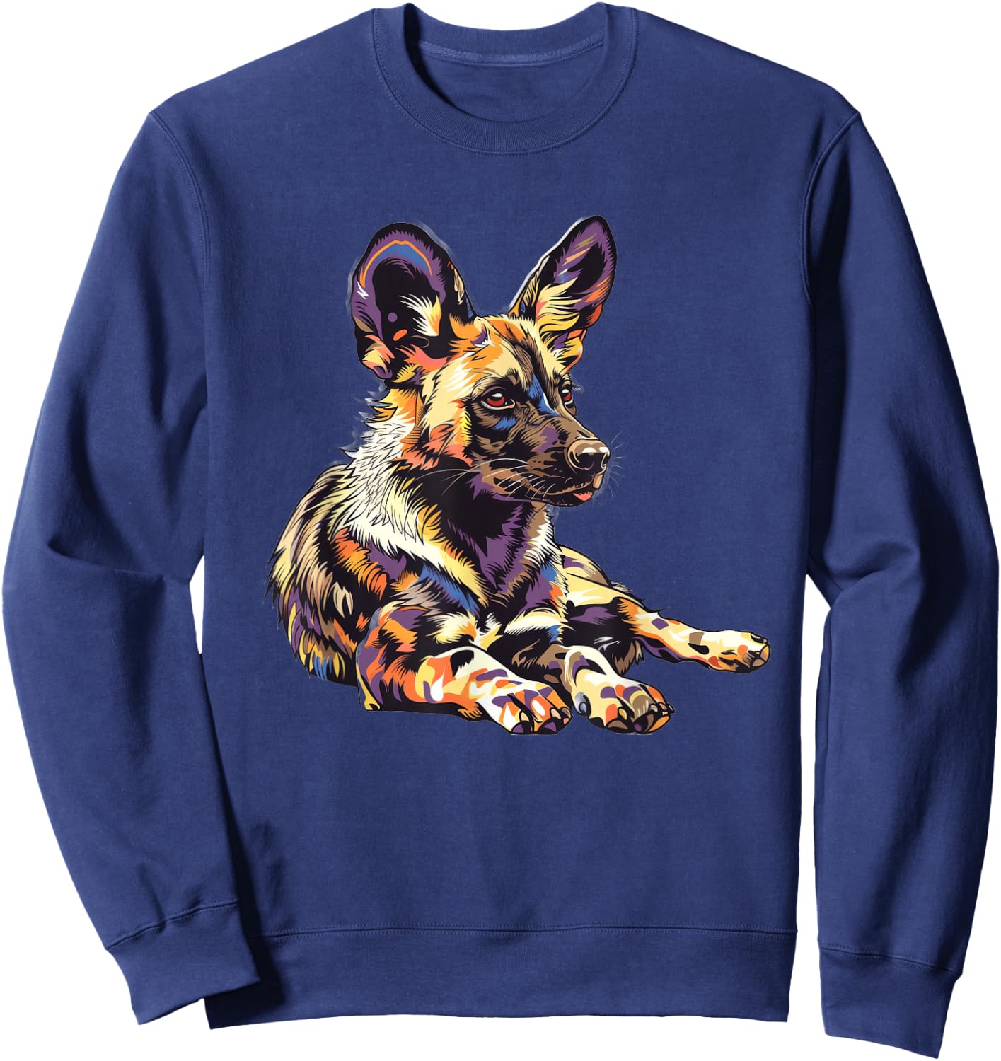 African Wild Dog Under A Rainbow Sweatshirt - Sweatshirt | Navy