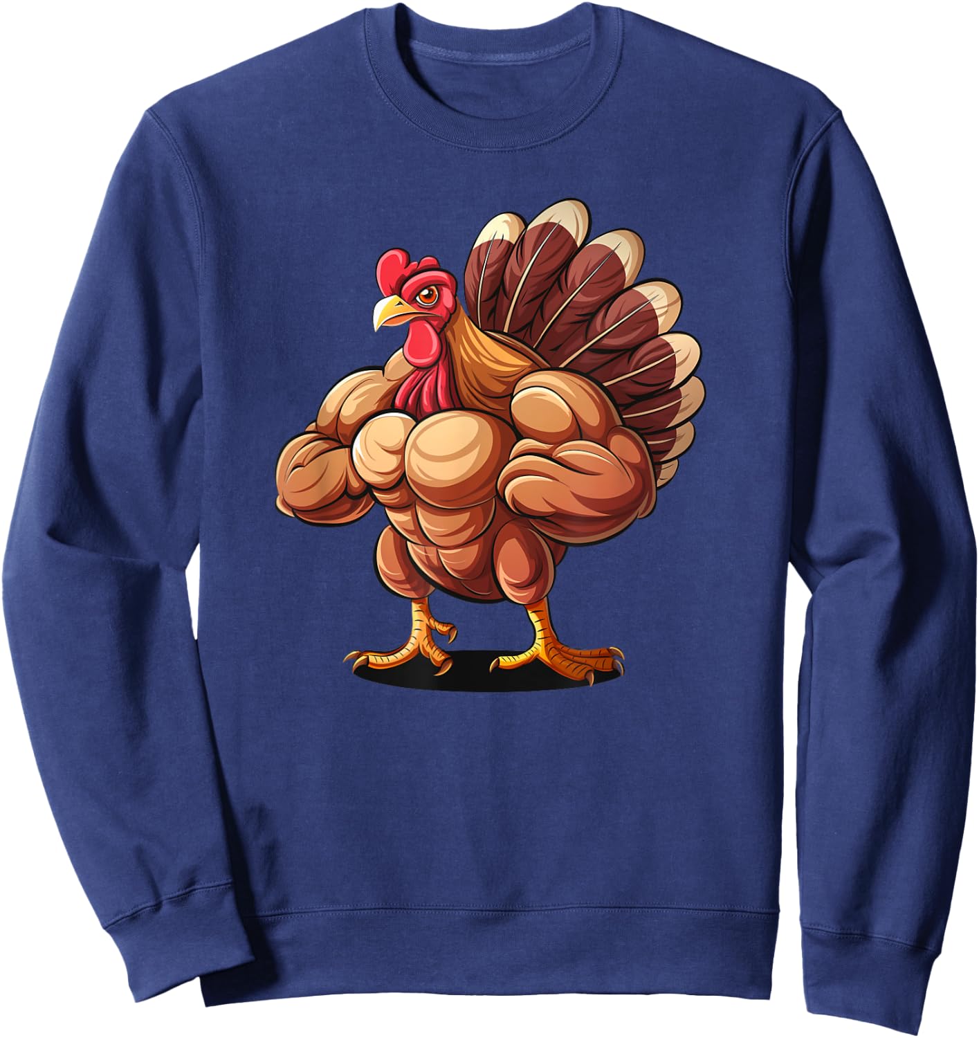 Thanksgiving Muscle Turkey Funny Leg Day Gym Body Builder Sweatshirt - Sweatshirt | Navy