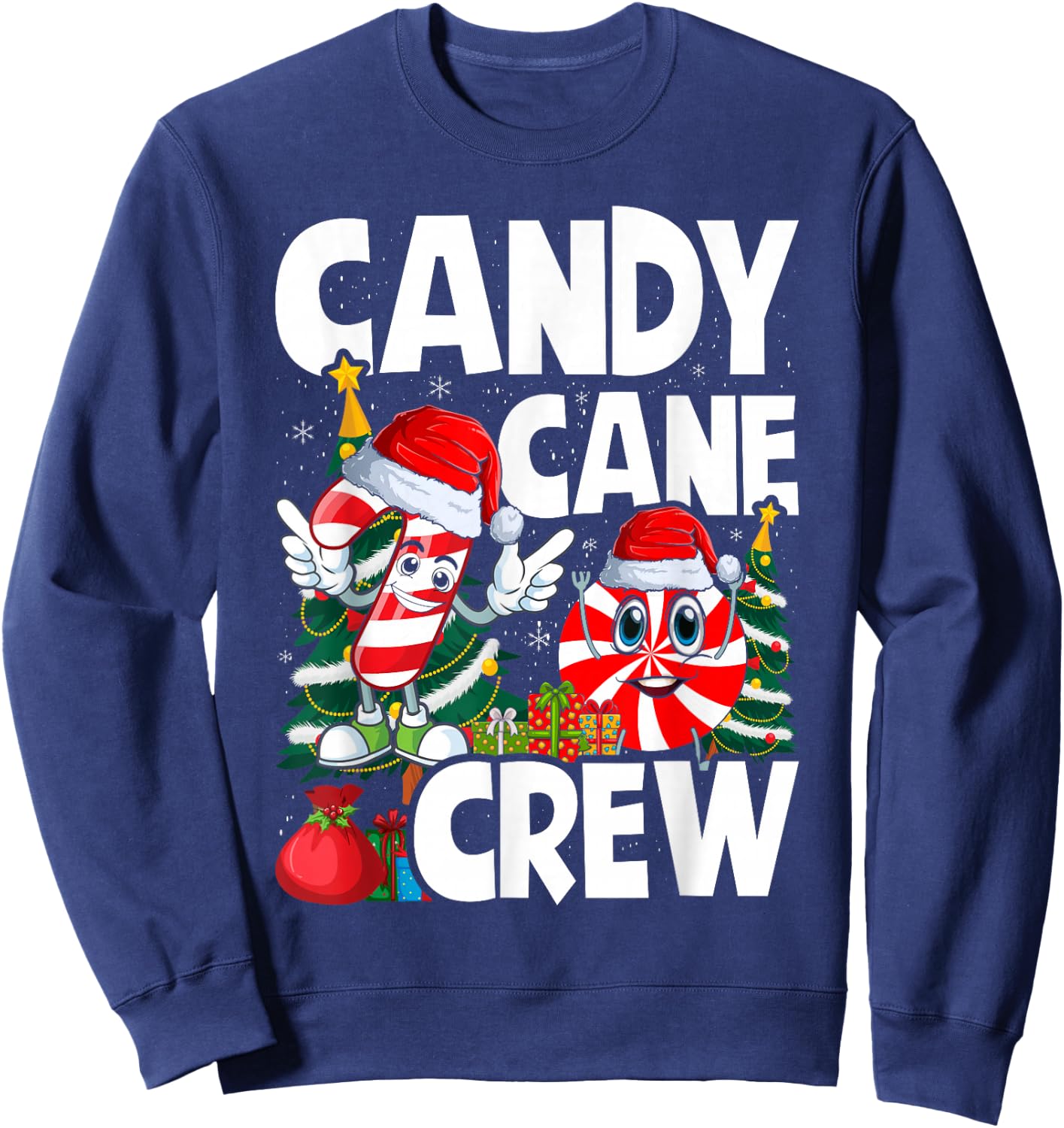Candy Cane Crew Christmas Xmas Love Candy Boys Girls Kids Sweatshirt - Sweatshirt | Navy