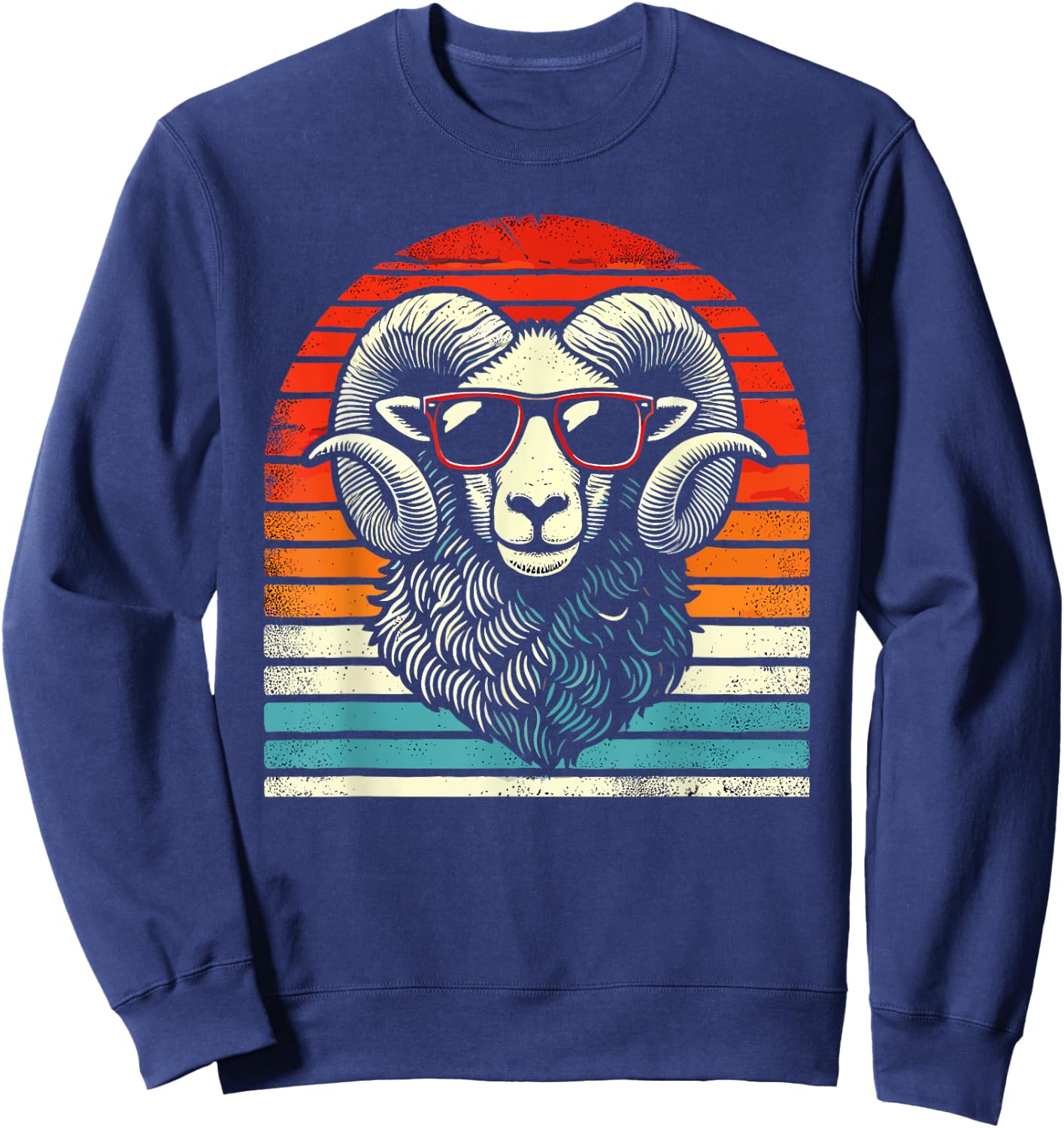 Retro Ram in Sunglasses Men Women Kids Novelty Funny Ram Sweatshirt - Sweatshirt | Navy