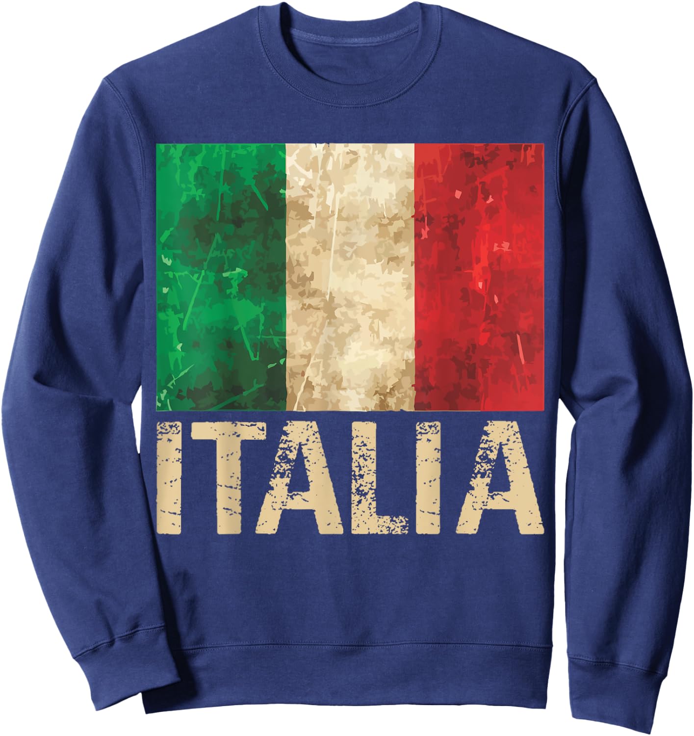 Vintage Italia Shirt Distressed Italy Flag Italian Pride Sweatshirt - Sweatshirt | Navy