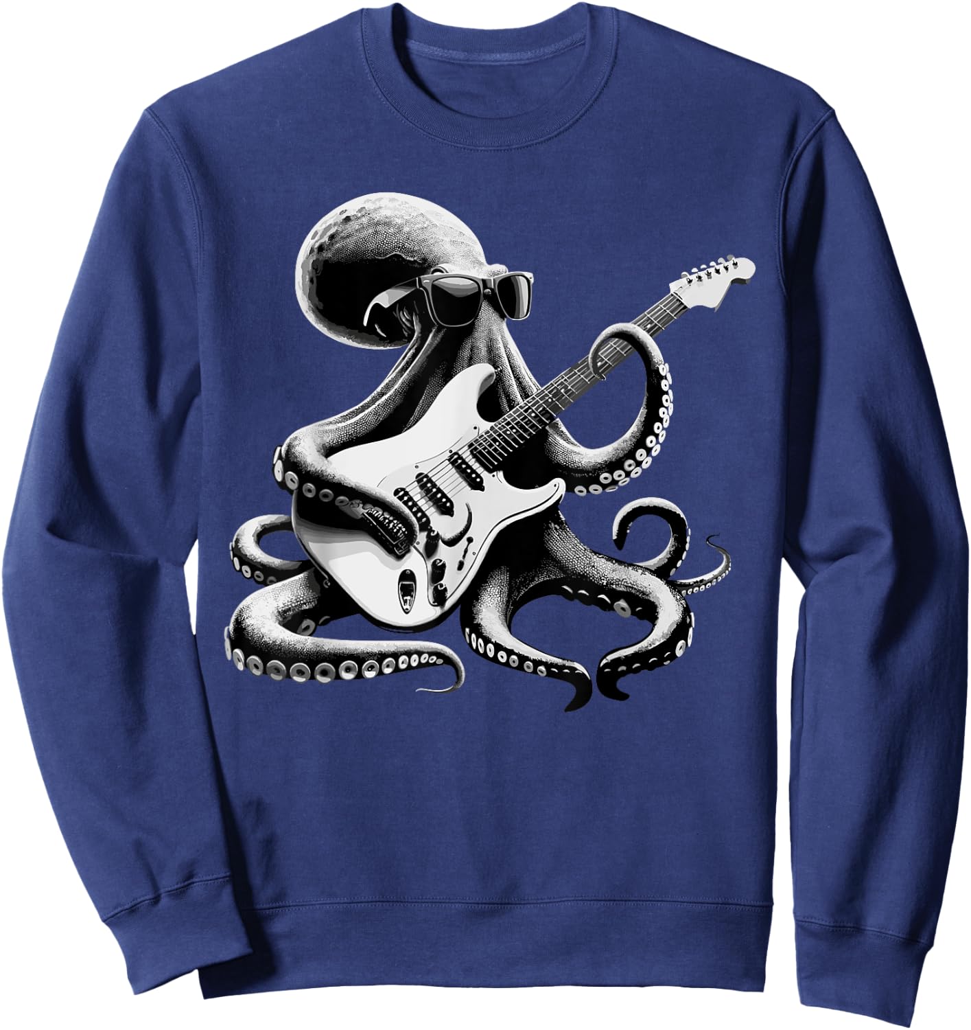 Guitar Octopus Novelty Rock Music Band Concert Funny Guitar Sweatshirt - Sweatshirt | Navy