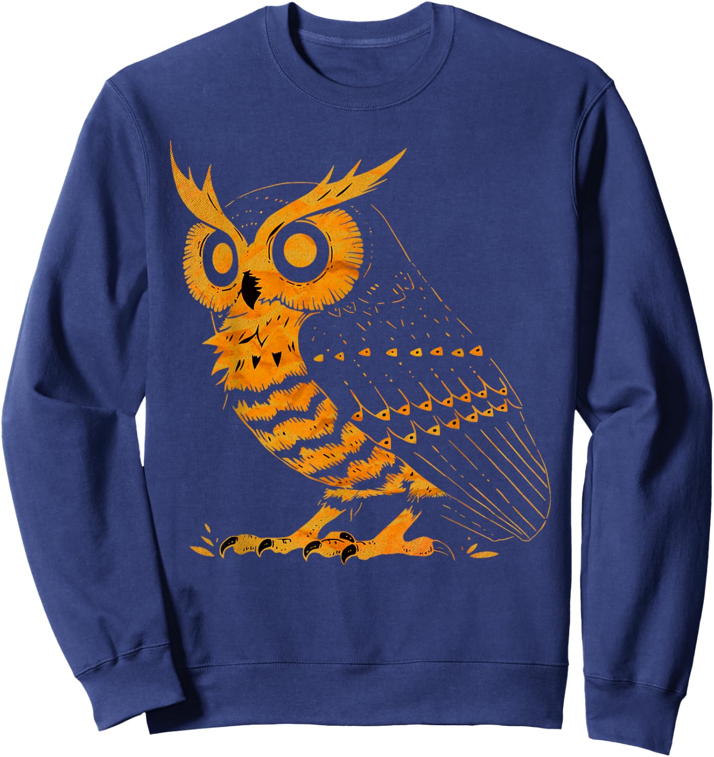 Cute Retro Aesthetic Orange Bird Head Nocturnal Owl Lover Sweatshirt - Sweatshirt | Navy