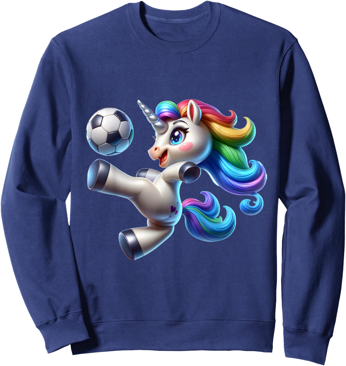 Cute Soccer Player Unicorn Sweatshirt - Sweatshirt | Navy