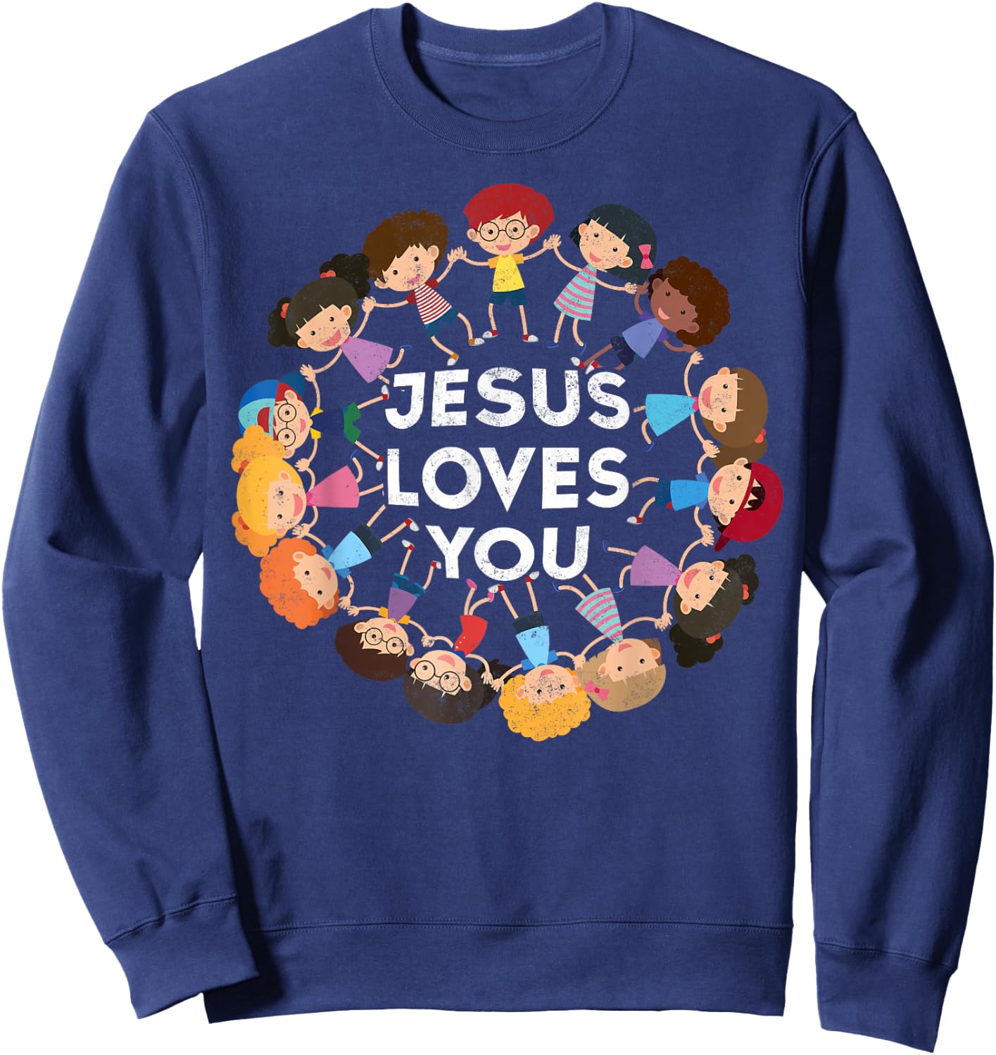 Jesus Loves You Christian Kids Jesus Christ Bible Lover Sweatshirt - Sweatshirt | Navy