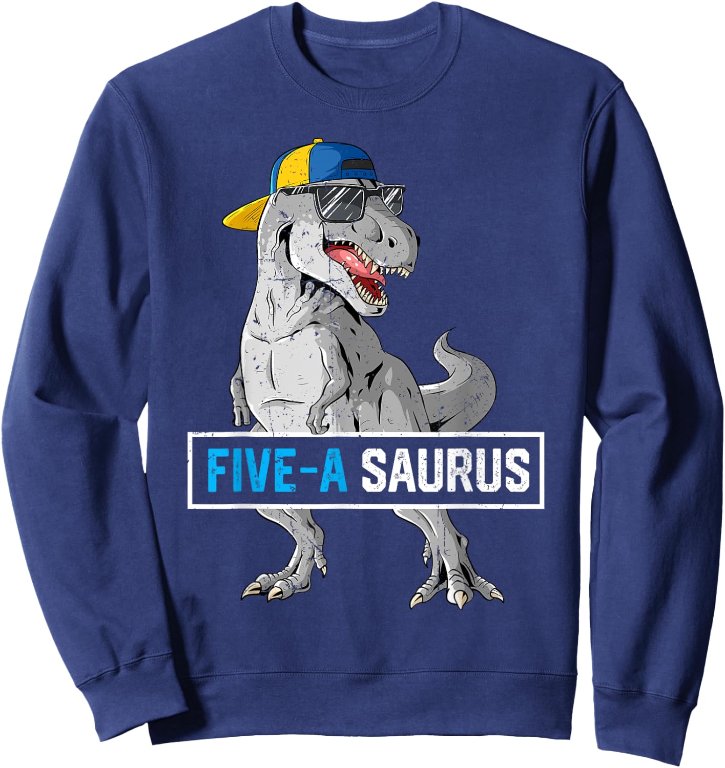 5 Years Old Dinosaur 5th Birthday T Rex Dino Five Saurus Sweatshirt - Sweatshirt | Navy