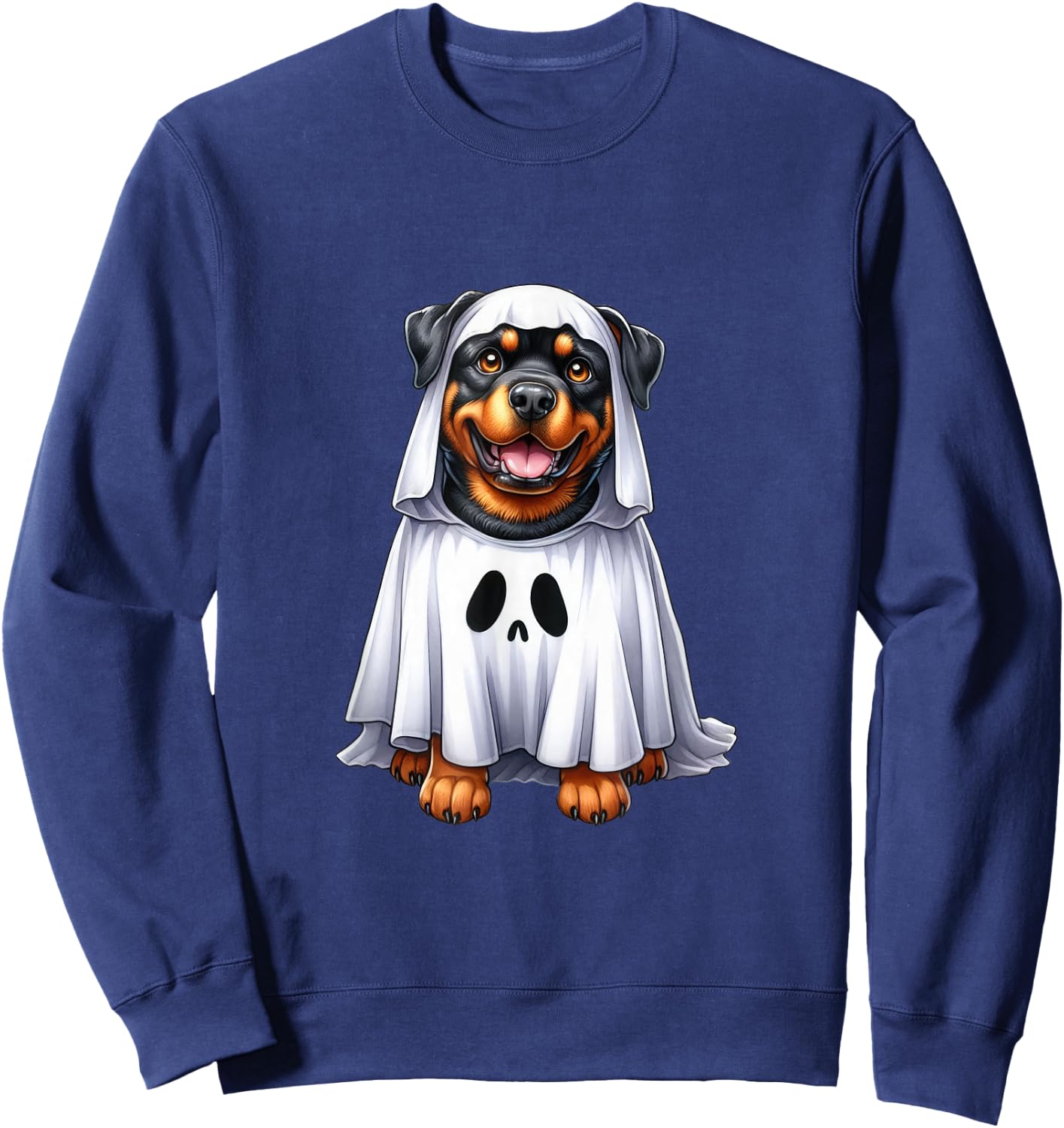 Cute Halloween Rottweiler Dog as Ghost Dog Owner Dogs Sweatshirt - Sweatshirt | Navy