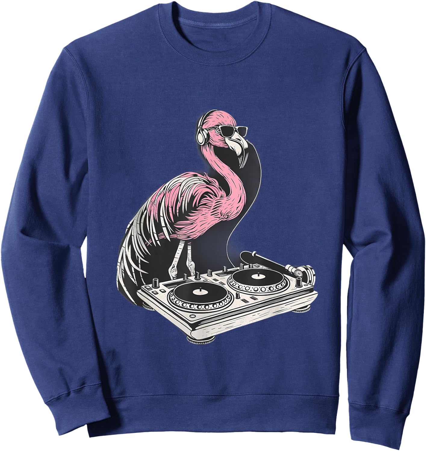 DJ Flamingo Bird Turntable DJ Flamingo Dance Music Techno Sweatshirt - Sweatshirt | Navy