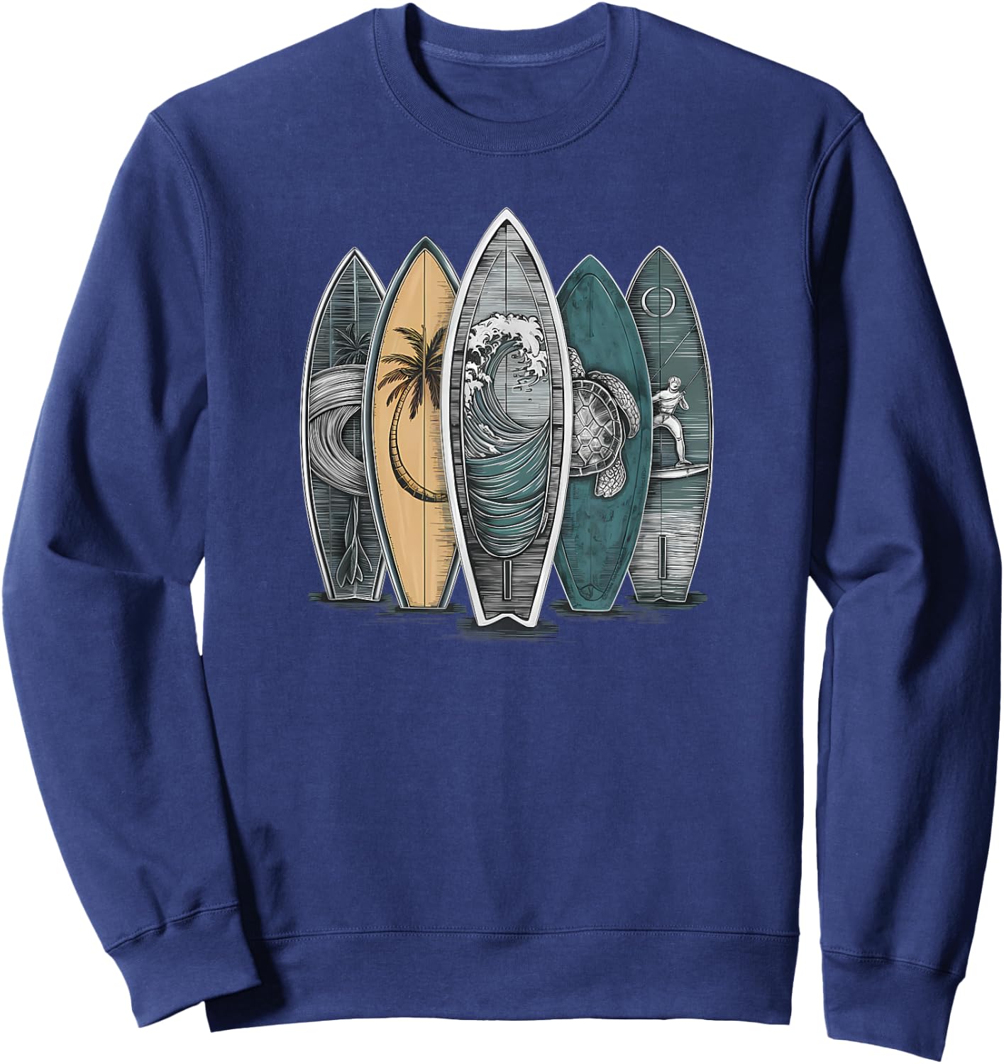 Surfing Tropical Surfboards Vintage Surfboarder Surfer Sweatshirt - Sweatshirt | Navy