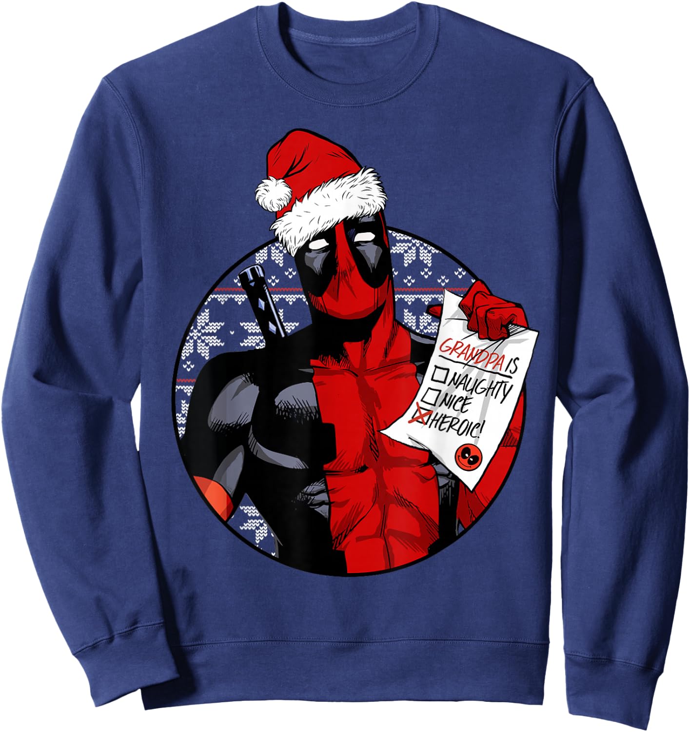 Marvel Deadpool List Grandpa Is Heroic Christmas Sweatshirt - Sweatshirt | Navy