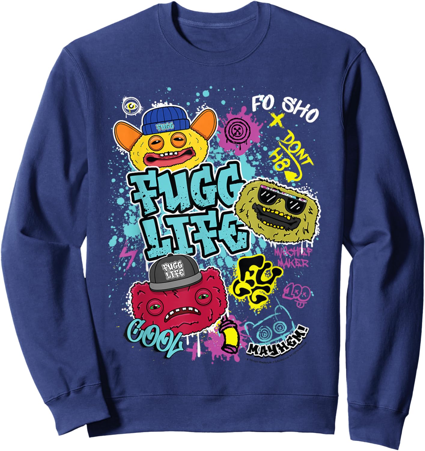 Fugg Life Grin Grin Count Underoo Mcgoo & Wide Eyed Weirdo Sweatshirt - Sweatshirt | Navy
