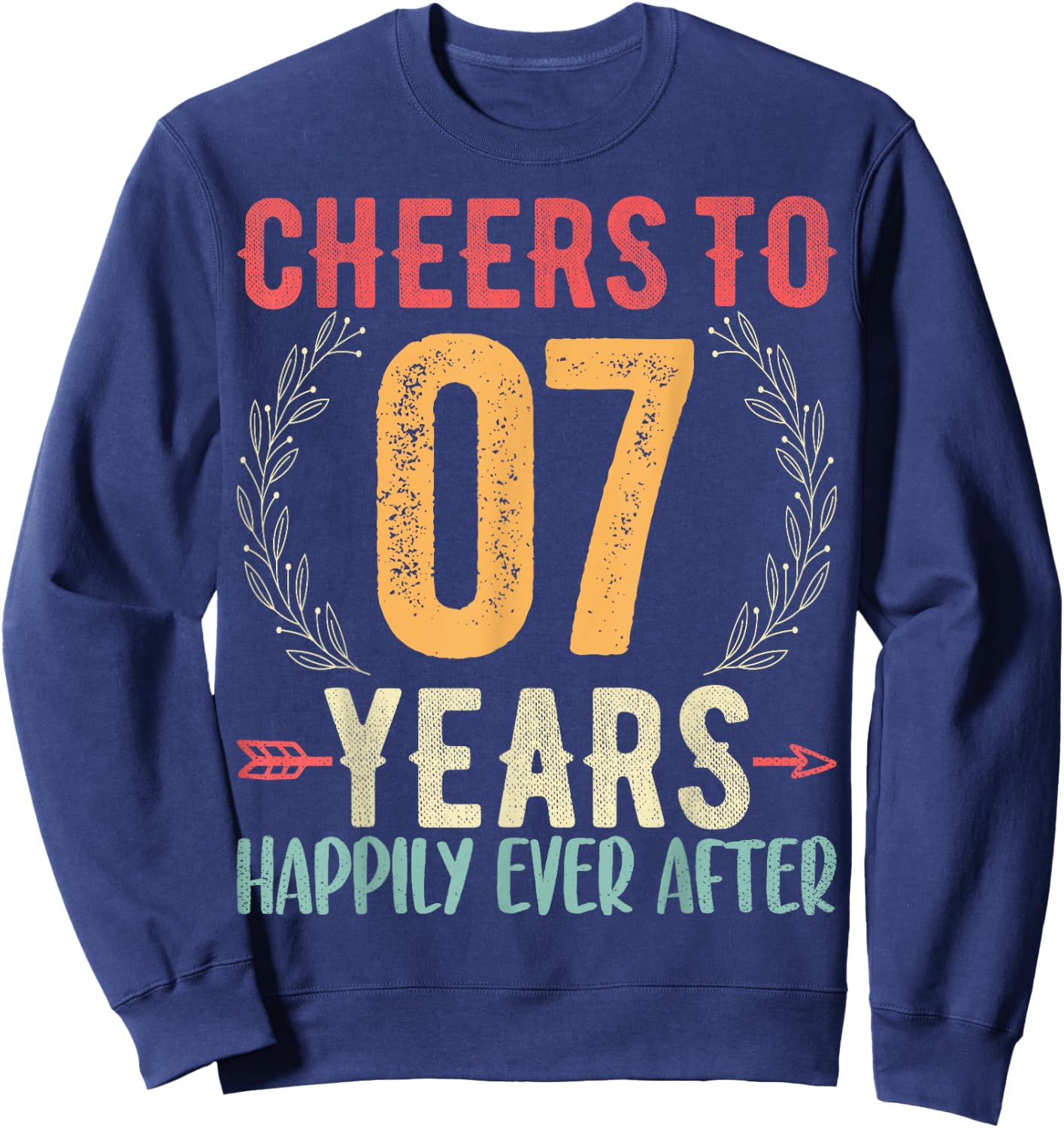 Cheers To 7 Years - 7th Wedding Anniversary Husband Wife Sweatshirt - Sweatshirt | Navy