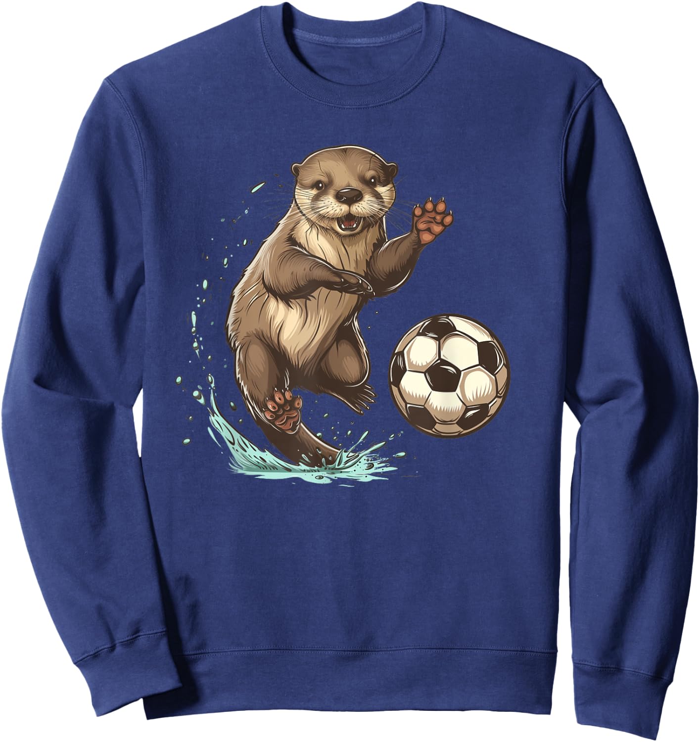 Otter Playing Soccer - Otter Futbol - Otter Soccer Sweatshirt - Sweatshirt | Navy