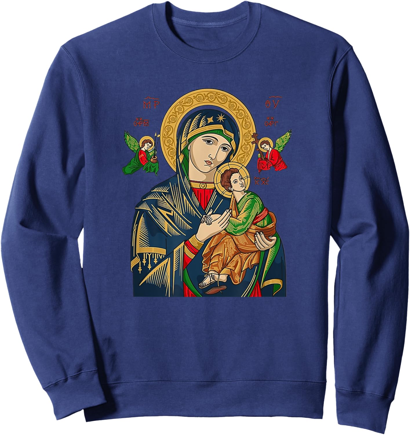 Our Lady of Perpetual Help Blessed Mother Mary Catholic Sweatshirt - Sweatshirt | Navy
