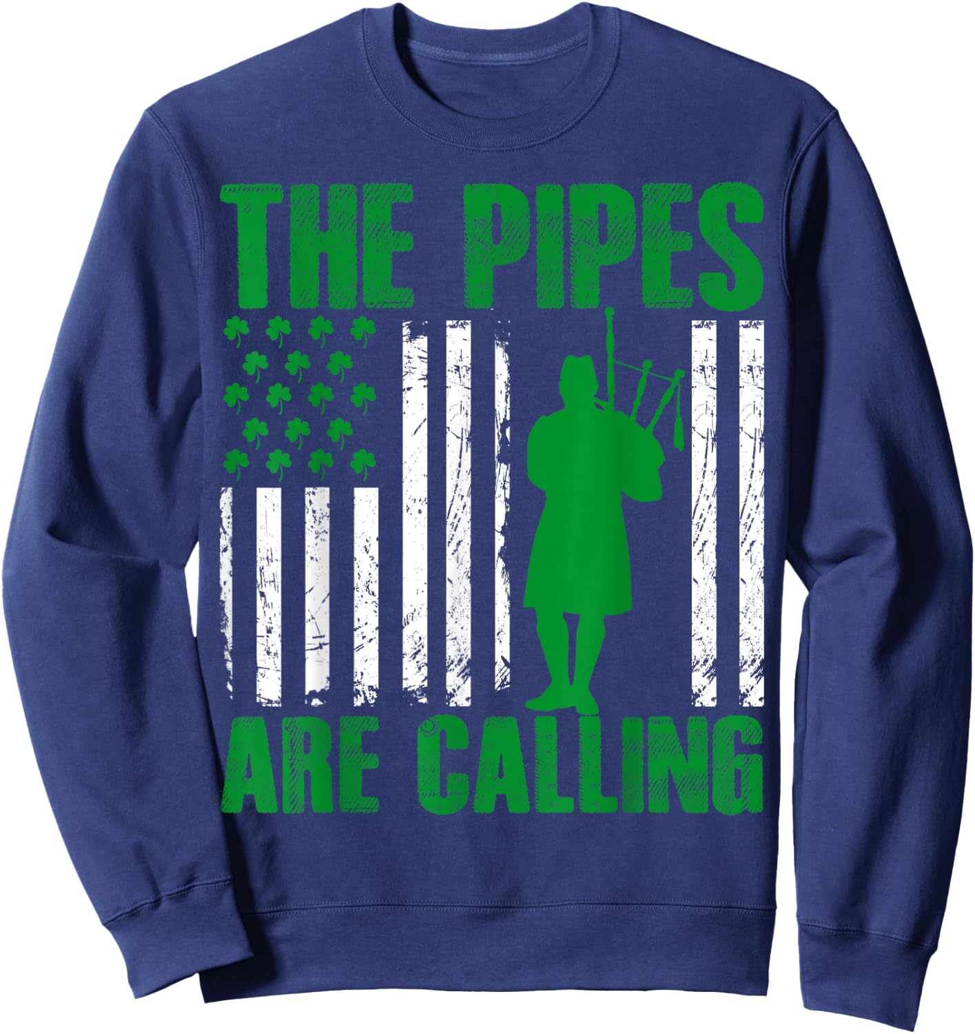Irish Bagpiper American Pride Musical Bagpipe Gifts Novelty Kids Men Sweatshirt - Sweatshirt | Navy