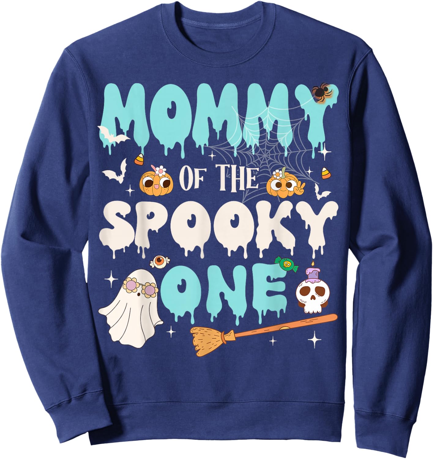 Mommy of The Spooky One Boy 1st Birthday Halloween Family Sweatshirt - Sweatshirt | Navy