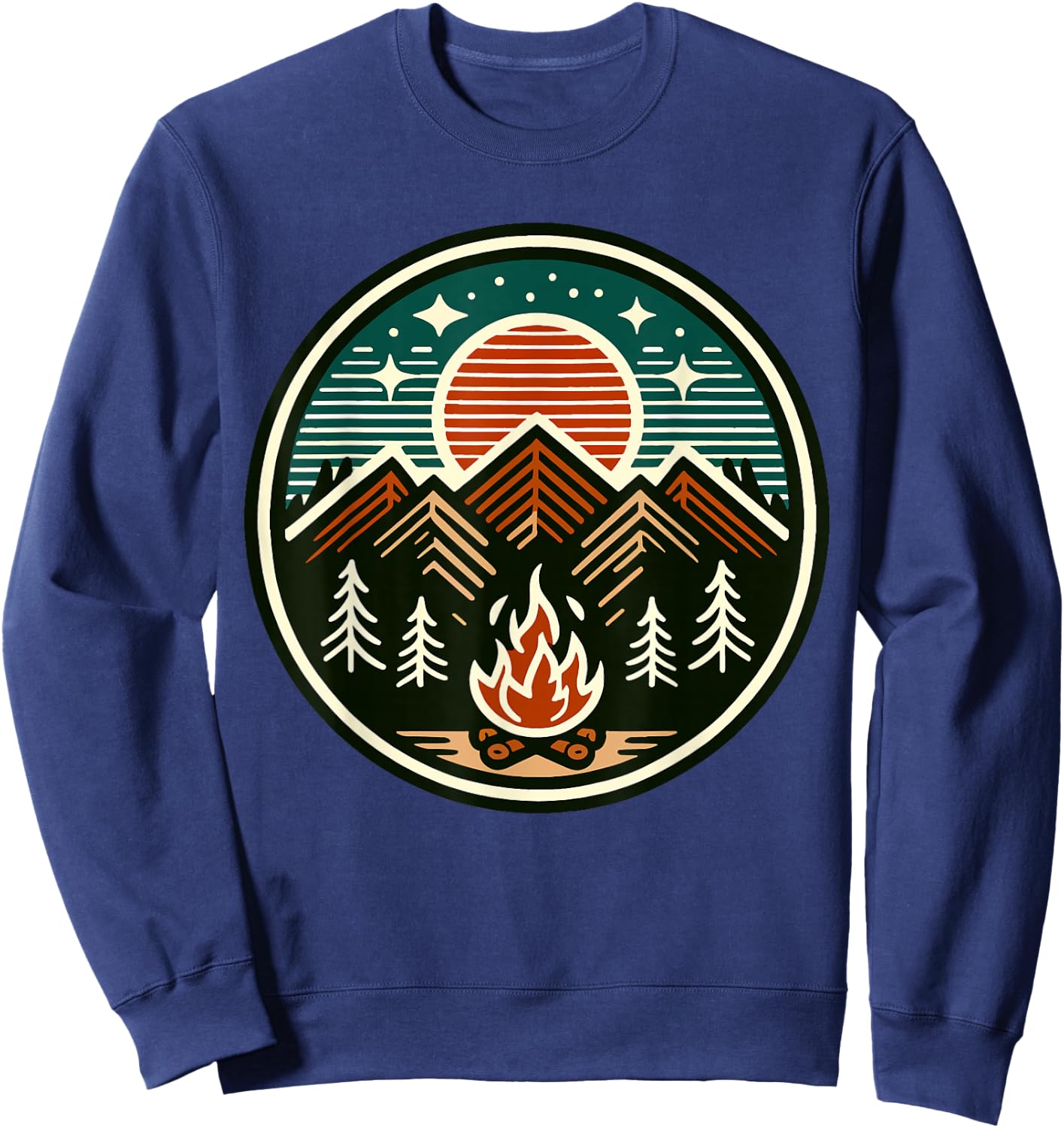 Retro Vintage Campfire Camping Camper Outdoor Camp Men Women Sweatshirt - Sweatshirt | Navy