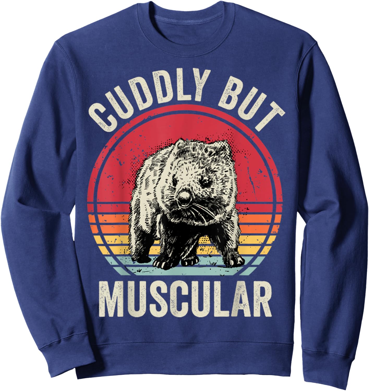 Wombat Retro Cuddly But Muscular Funny Wombat Sweatshirt - Sweatshirt | Navy
