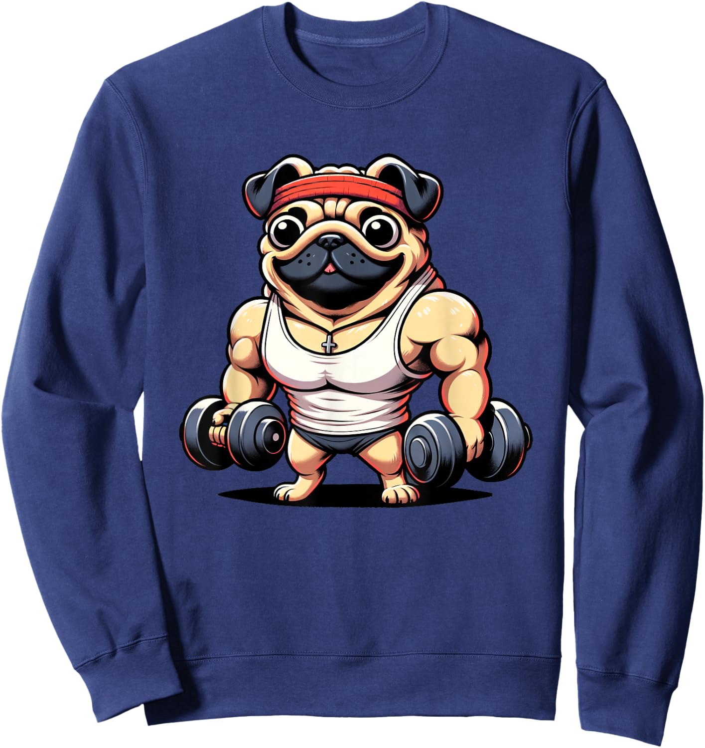 Pug Lifting Weights Dog Women Girls Kids Sweatshirt - Sweatshirt | Navy
