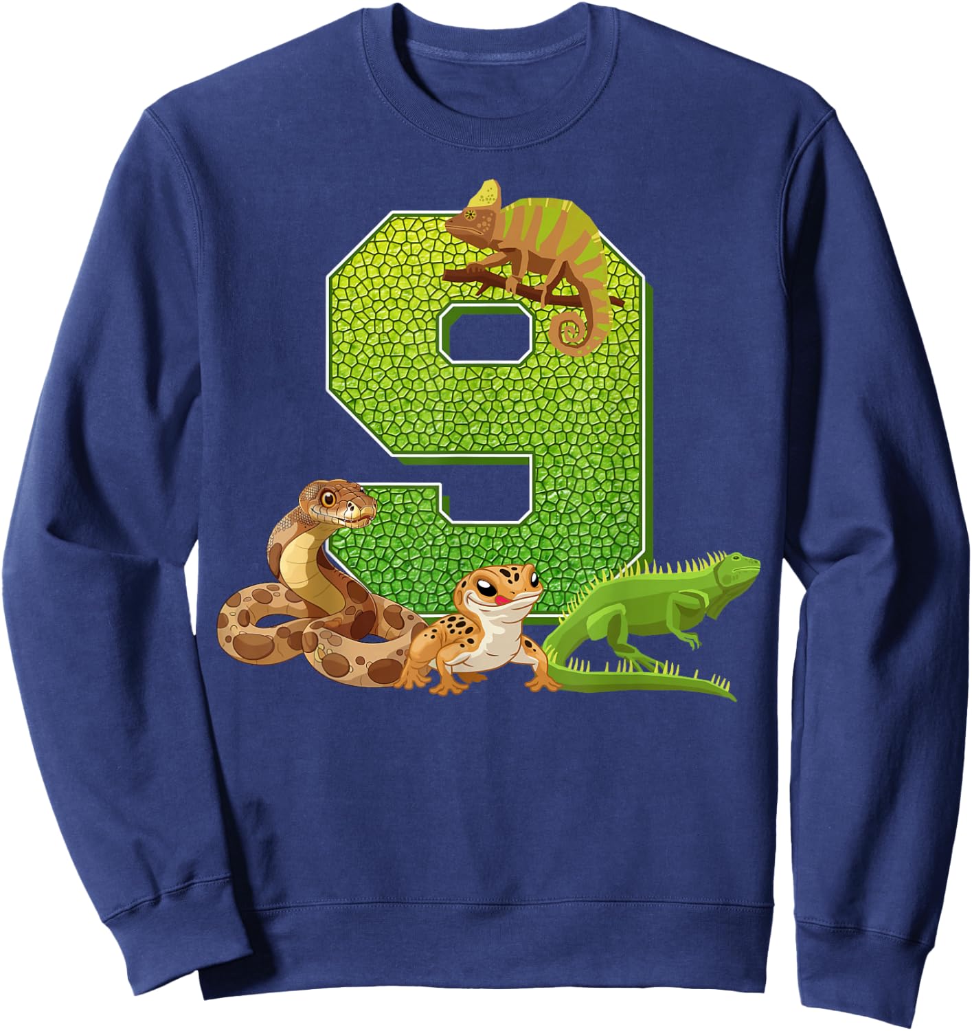 9 Bday Party 9 Years Old Reptile Animals Sweatshirt - Sweatshirt | Navy