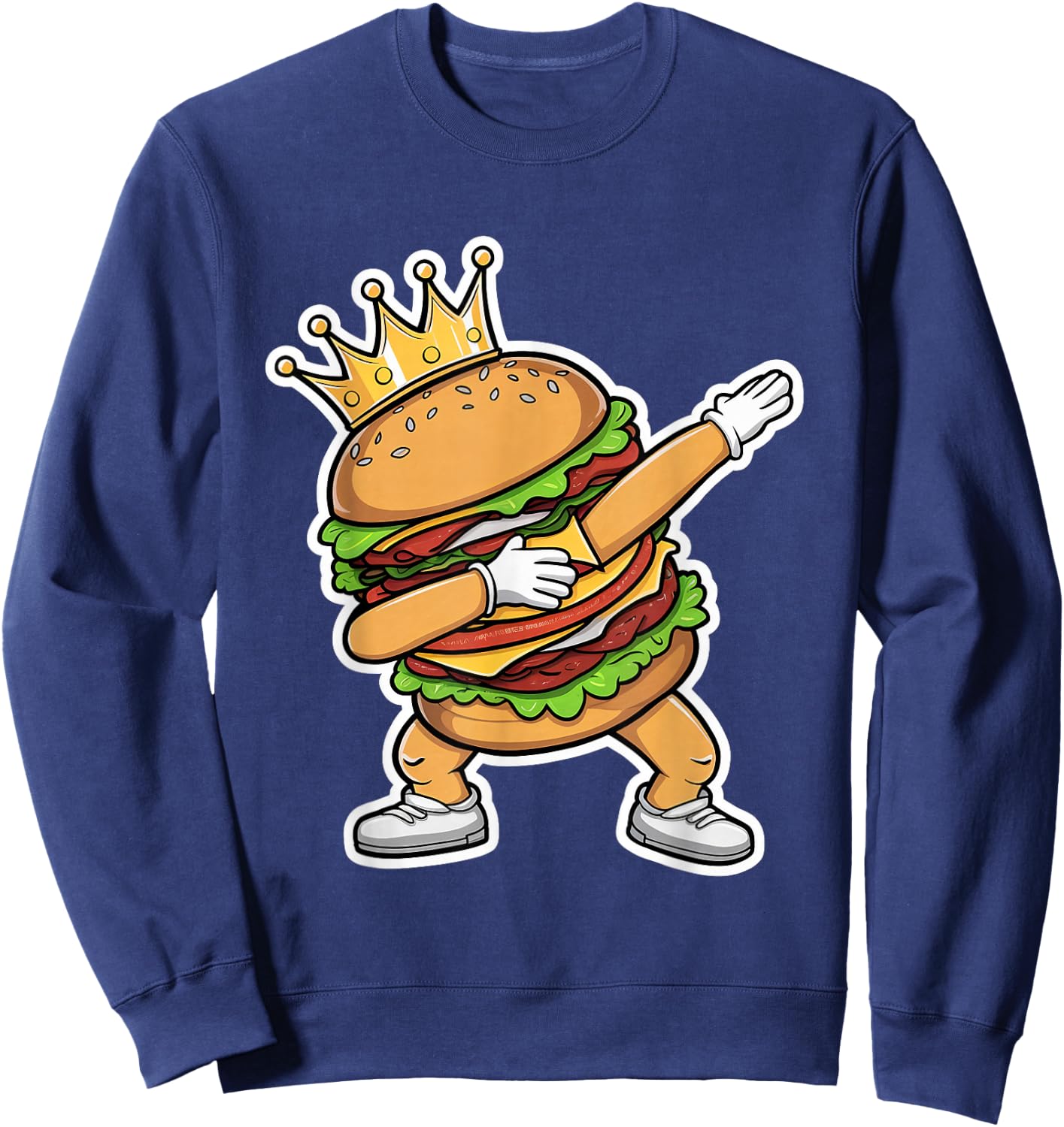 King of Burger Dab Dancing Funny Hamburger Sweatshirt - Sweatshirt | Navy