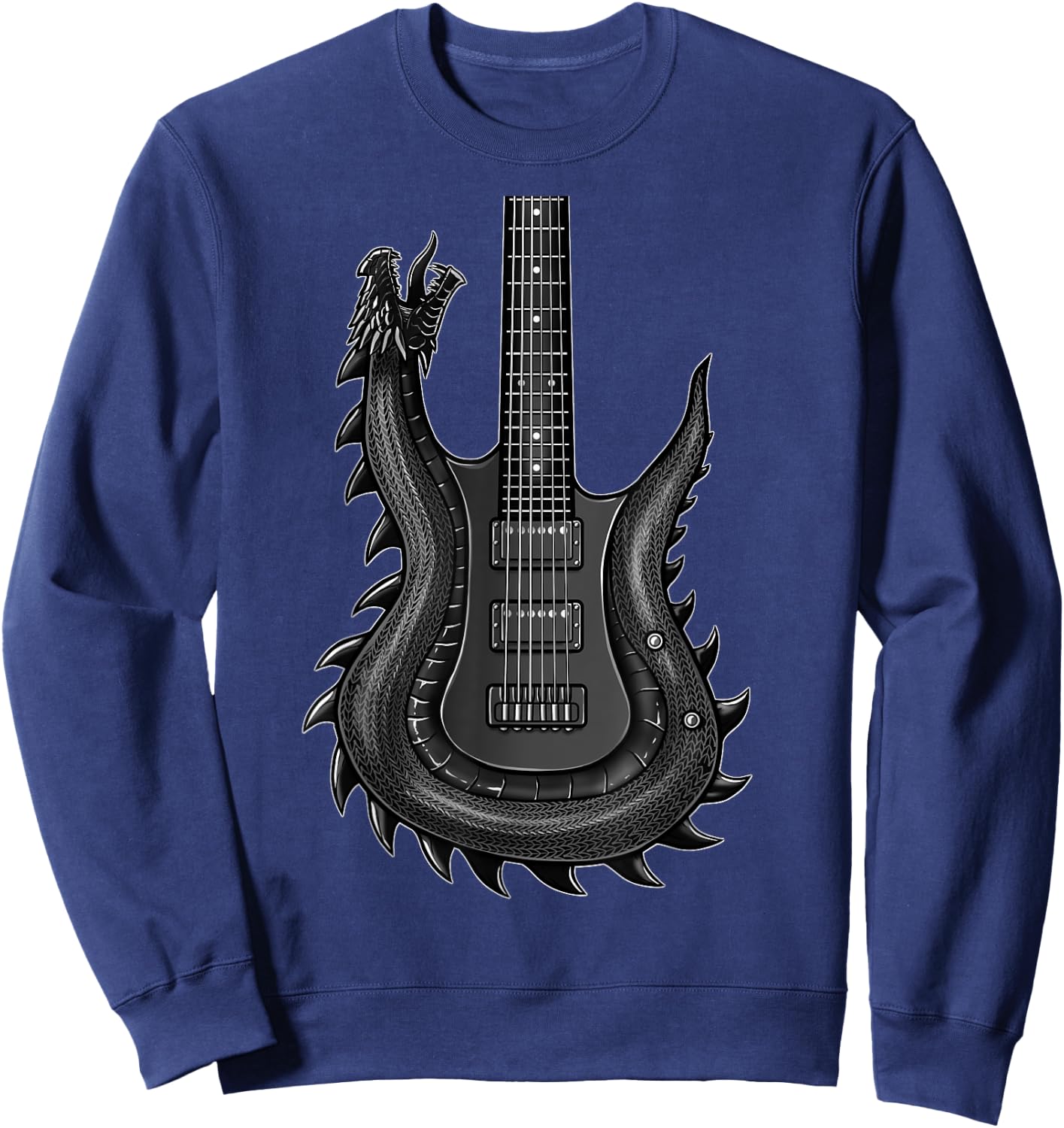 Cool Dragon Guitar Shirt Concert Band Rock And Roll Sweatshirt - Sweatshirt | Navy
