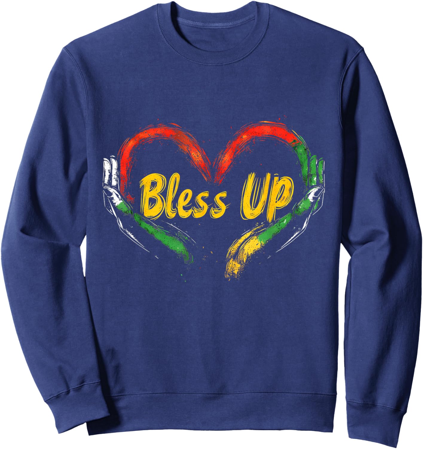 Hand Heart Reggae Rastafari Jamaican Roots Rasta Sweatshirt - Sweatshirt | Navy