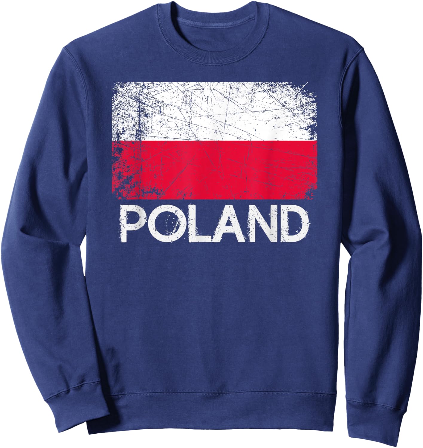 Polish Flag | Vintage Made In Poland Polska Gift Sweatshirt - Sweatshirt | Navy
