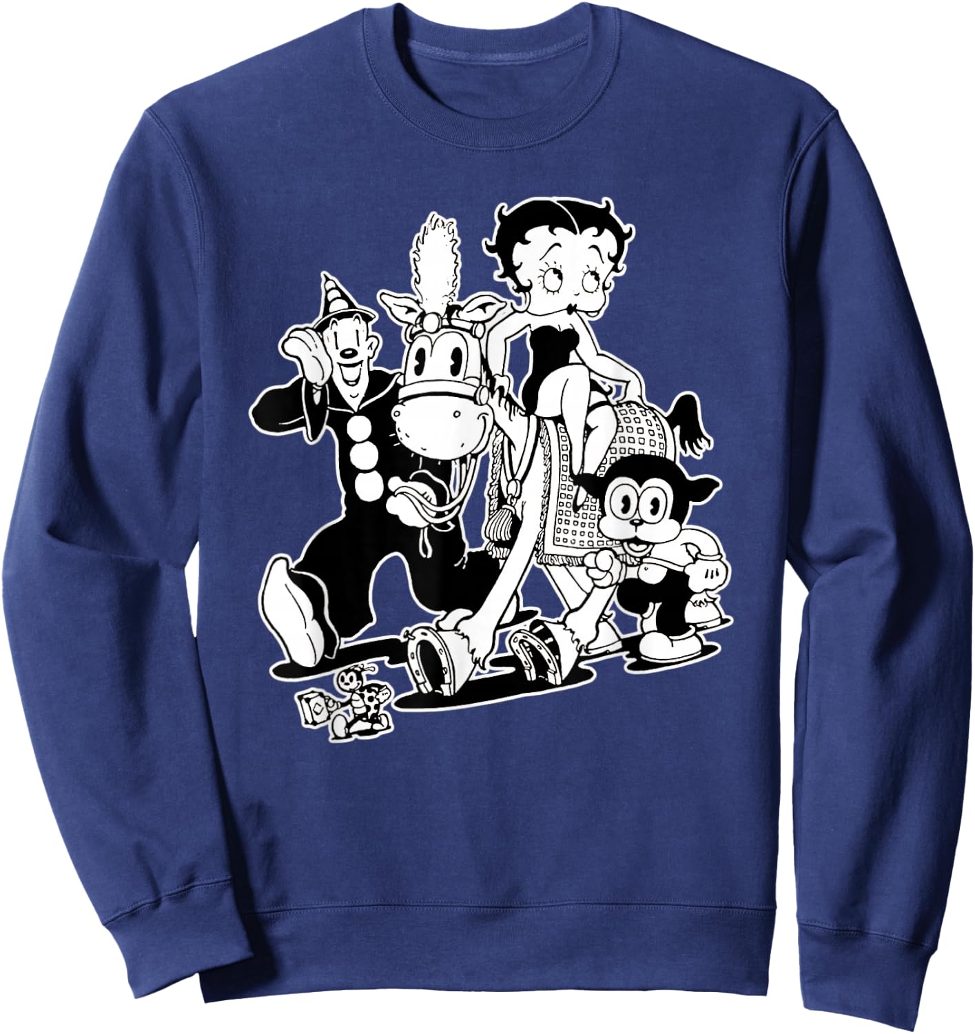 Koko the Clown Bimbo Betty Vintage Crew Cartoon Sweatshirt - Sweatshirt | Navy