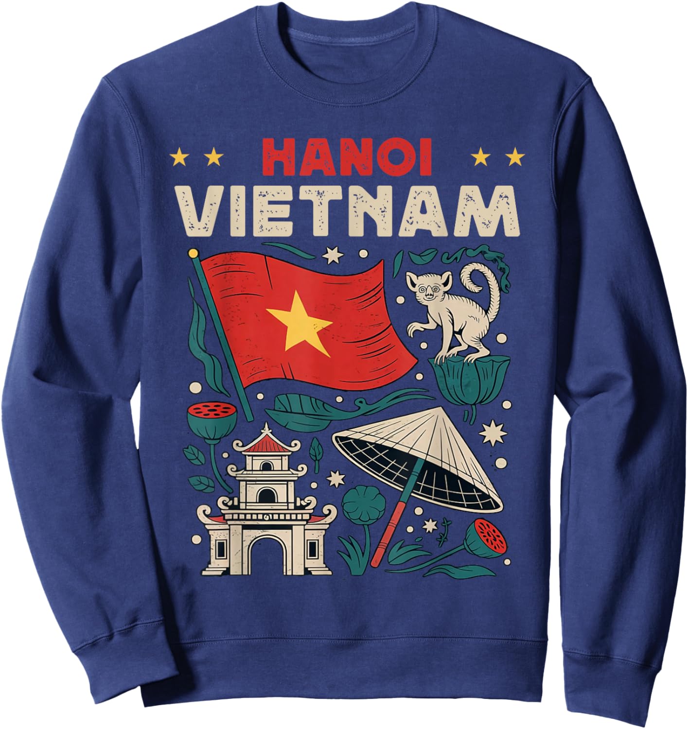 Hanoi Vietnam Flag Vietnamese Travel Souvenir Sweatshirt - Sweatshirt | Navy