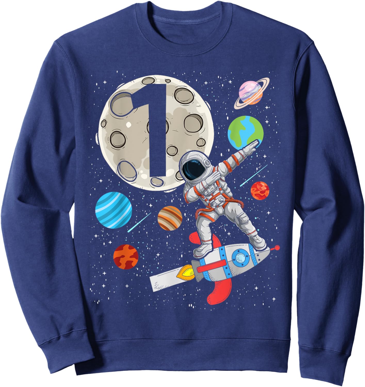 1 Years Old Birthday Boy Astronaut 1st Birthday Sweatshirt - Sweatshirt | Navy