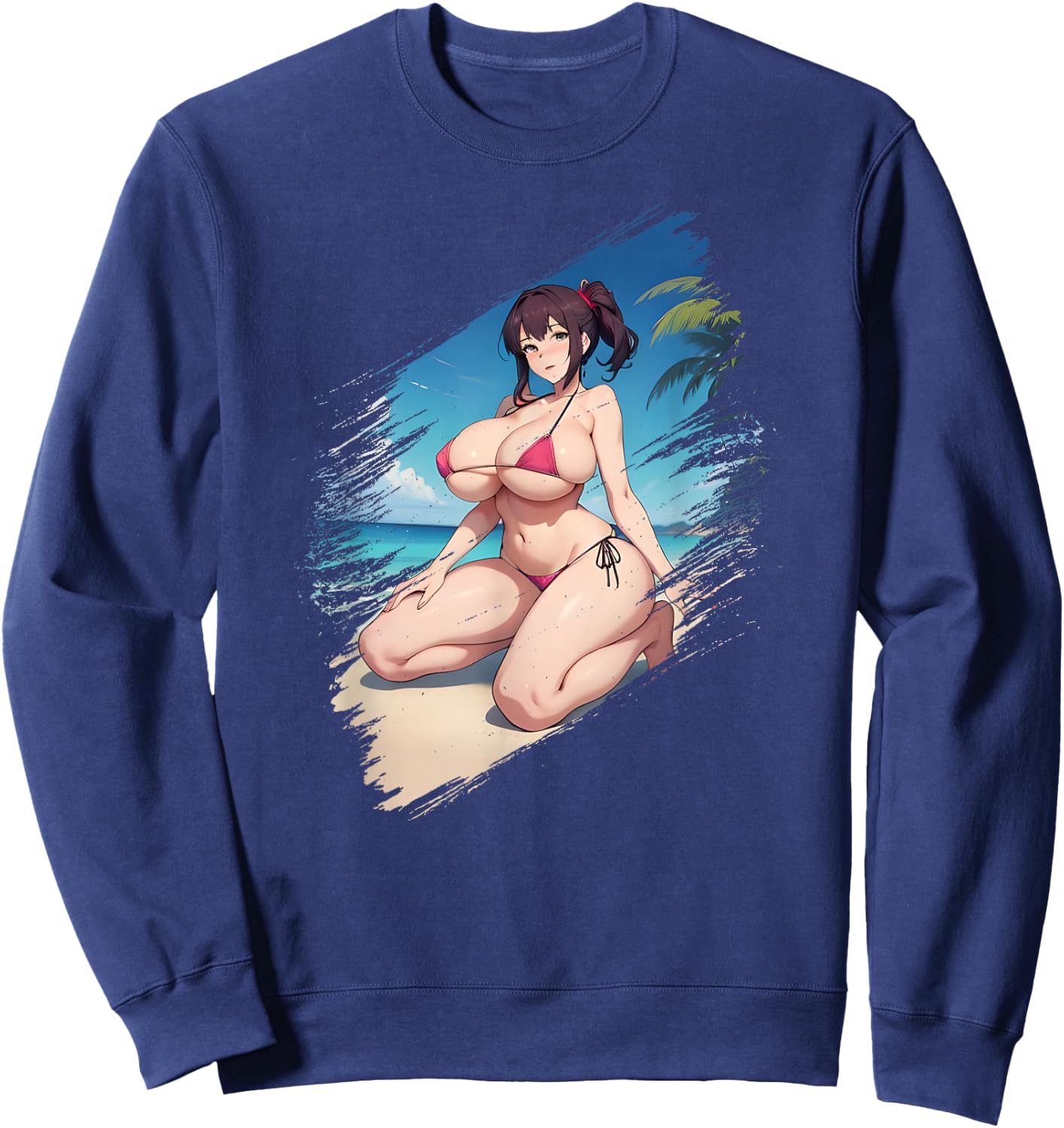 Big Boobs Anime Manga Girl Women Bikini Sweatshirt - Sweatshirt | Navy