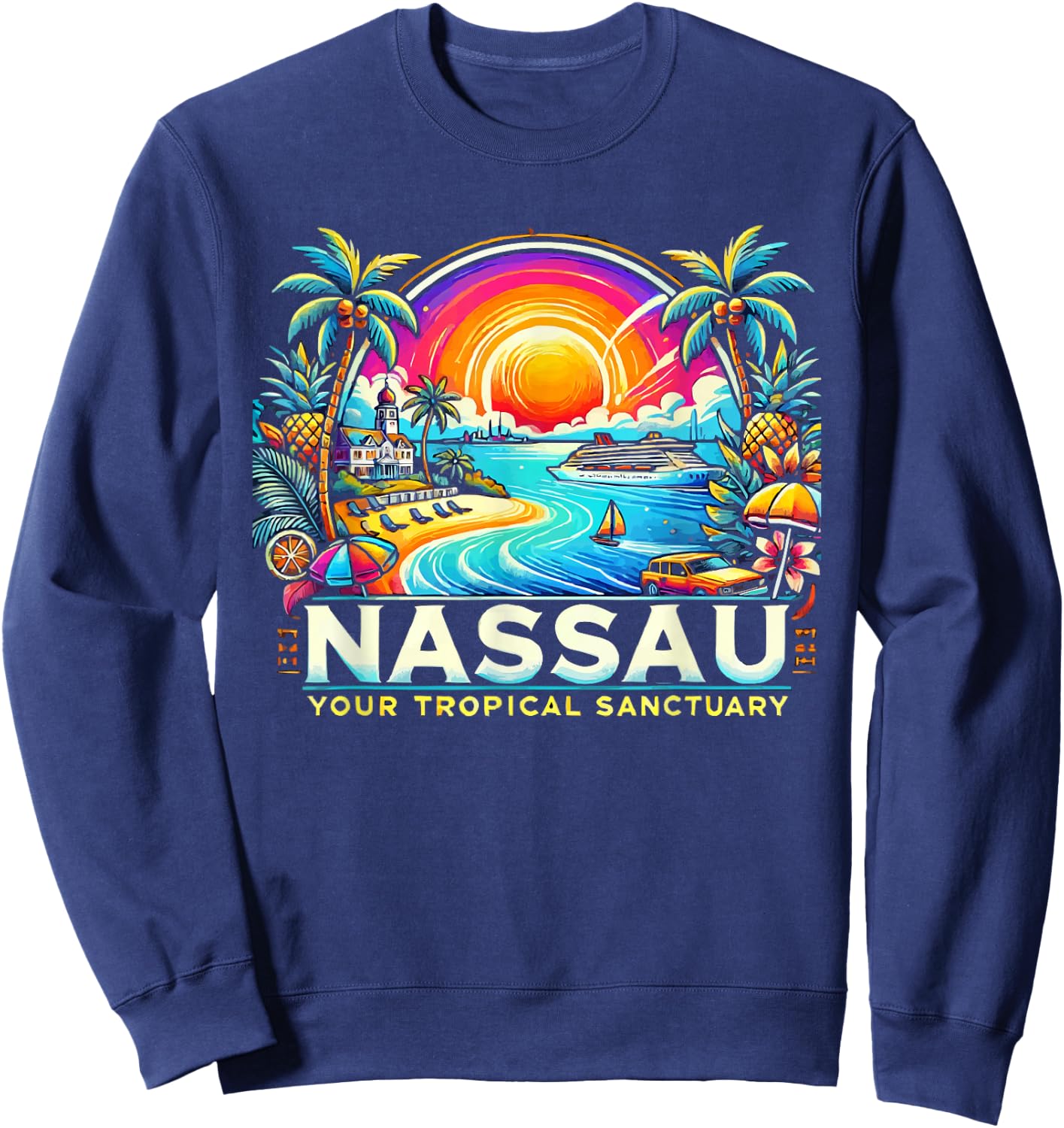 Nassau Bahamas Travel Vacation Beach I Love Nassau Sweatshirt - Sweatshirt | Navy