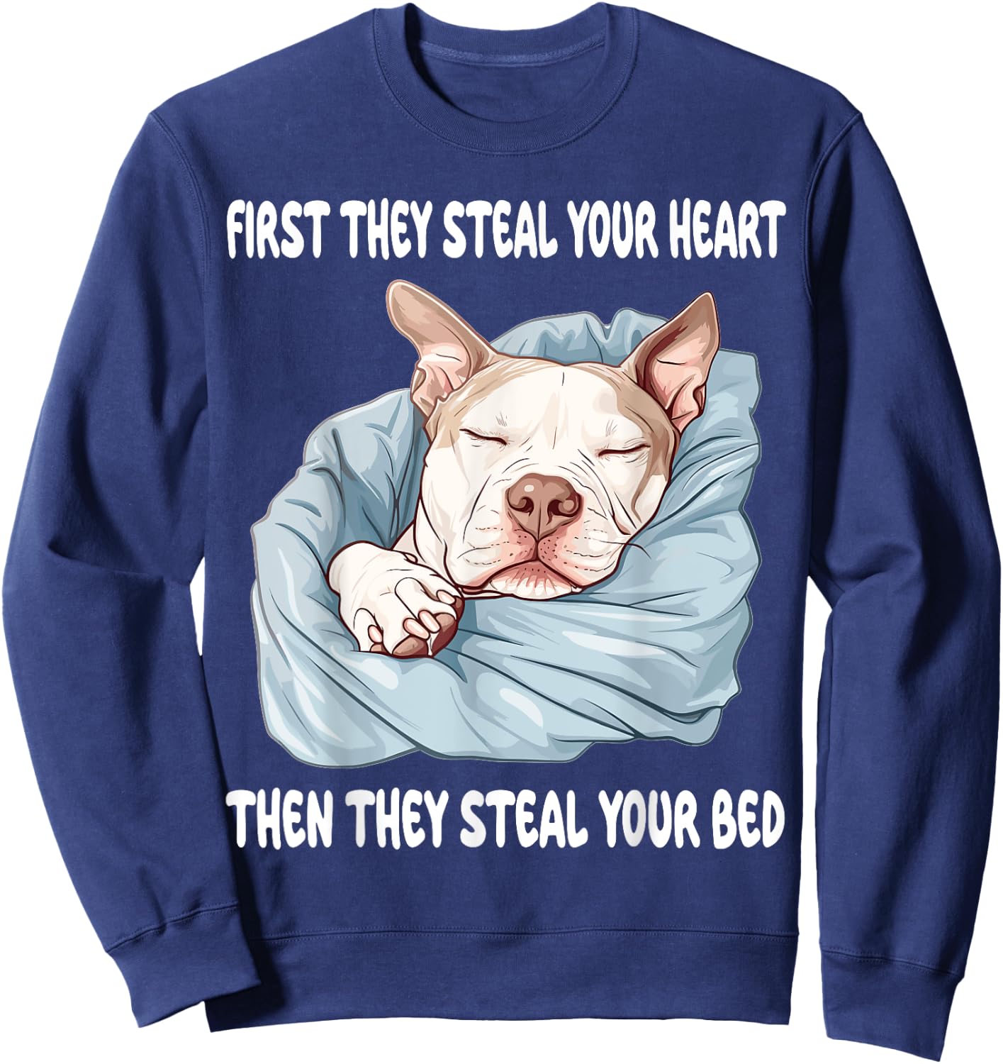 Pitbull Sleeping Pajamas Nightgown Sweatshirt - Sweatshirt | Navy
