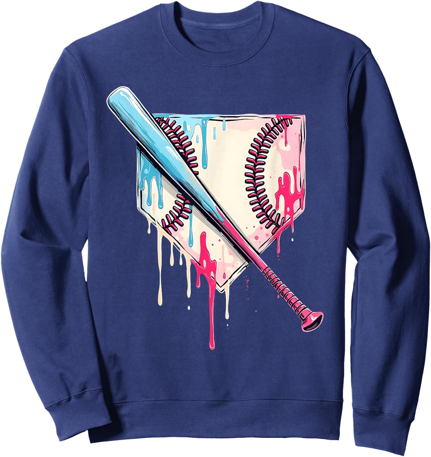 Cool Sport Baseball Home Plate Drip With Sprinkles Drip Sweatshirt - Sweatshirt | Navy